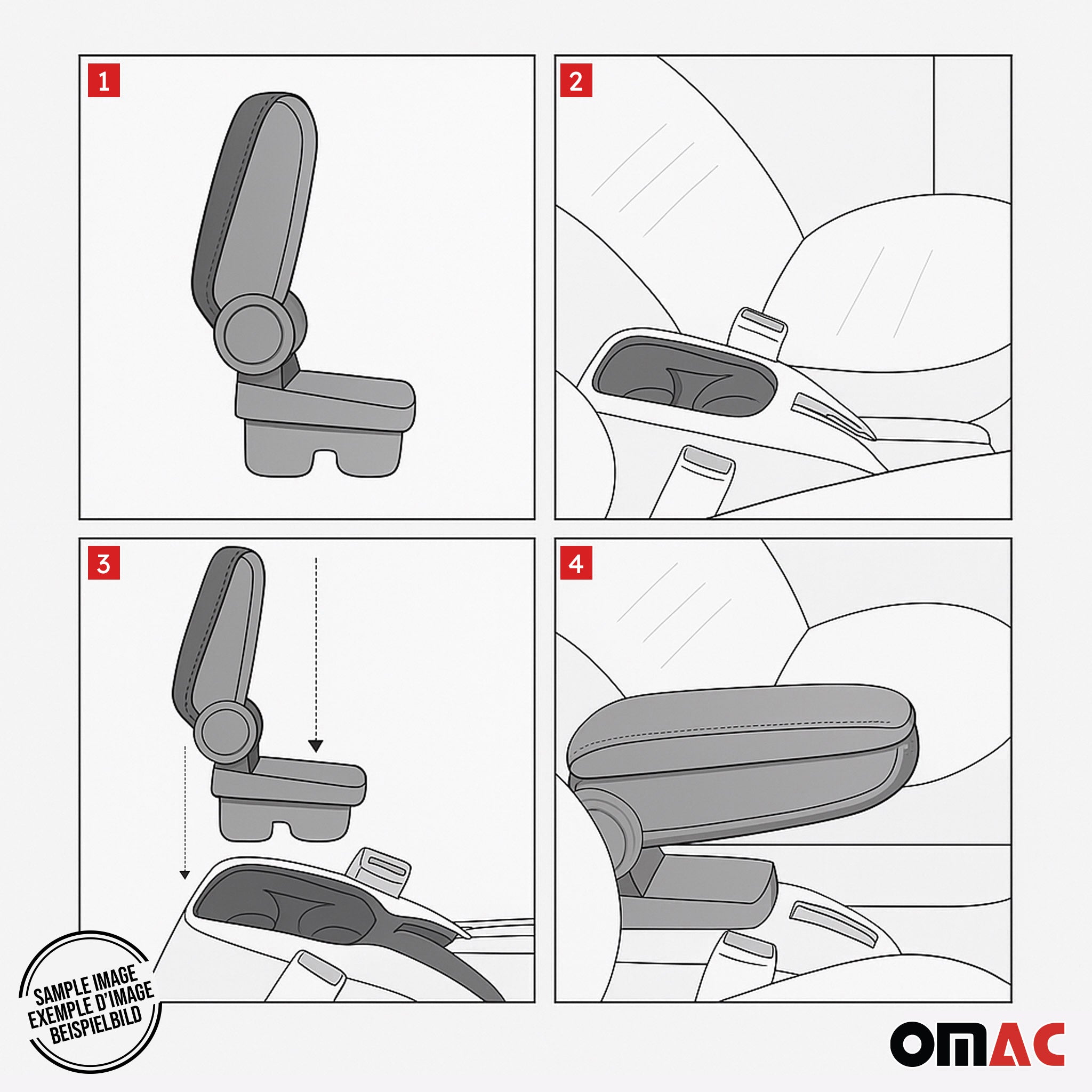2014-2020 Fiat 500L Black Center Console Armrest Black Sliding 1Pc