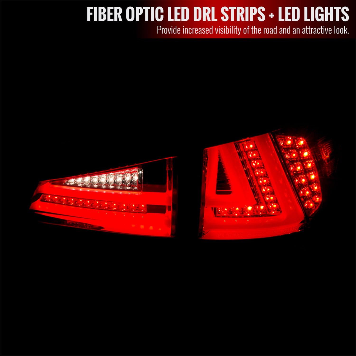 2006-2008 Lexus IS250/IS350 LED Tail Lights & Trunk Lights Chrome/Red Lens