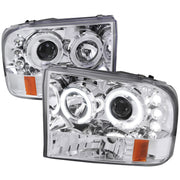1999-2004 Ford Excursion F-250 F-350 F-450 F-550 Dual Halo Headlights Chrome