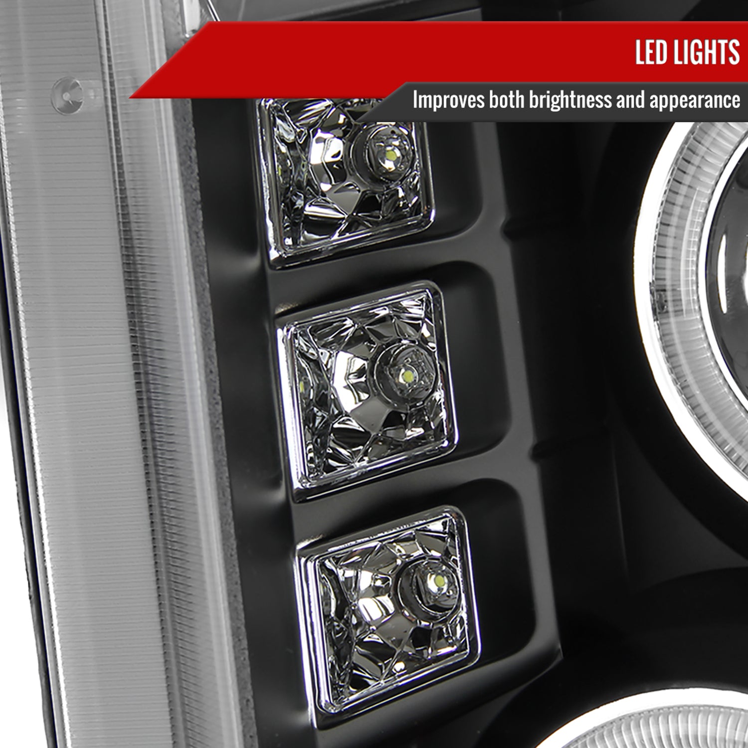2008-2010 Ford F-250 F-350 F-450 Dual Halo Projector Headlights Matt Black