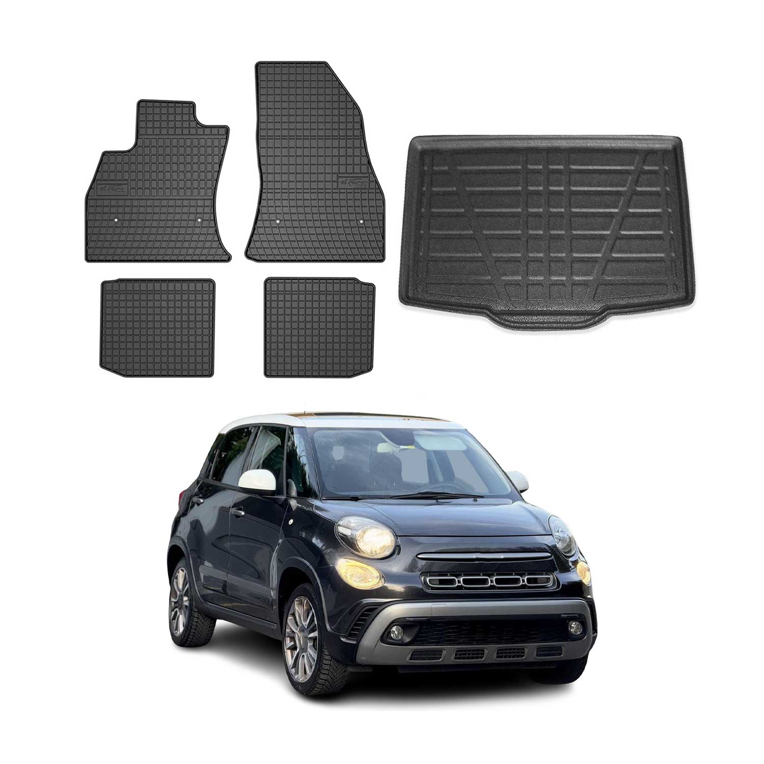 2014-2020 Fiat 500L Floor Mats & Cargo Liner Full Set All Weather Black