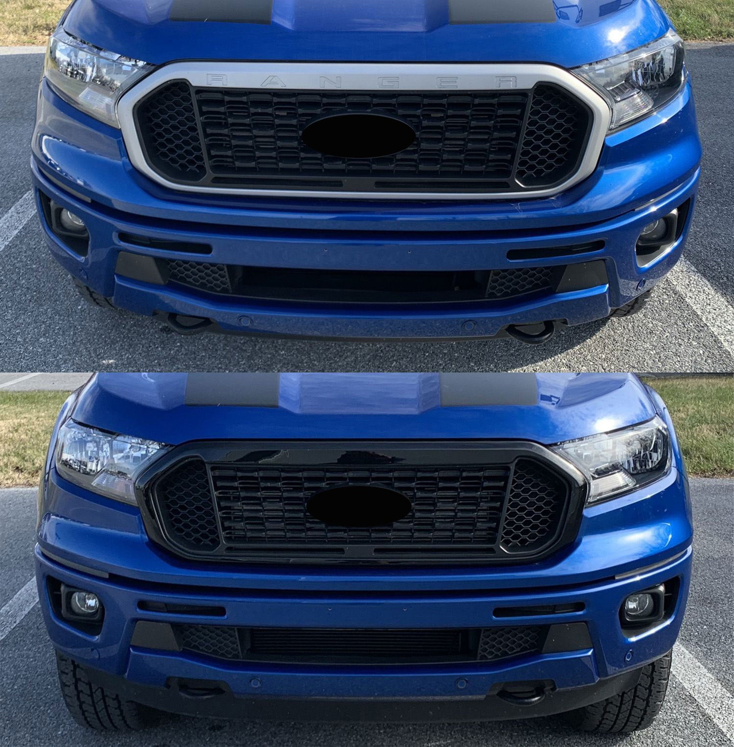 2019-2023 Ford Ranger Grille Overlay Gloss Black 1Pcs ABS Plastic