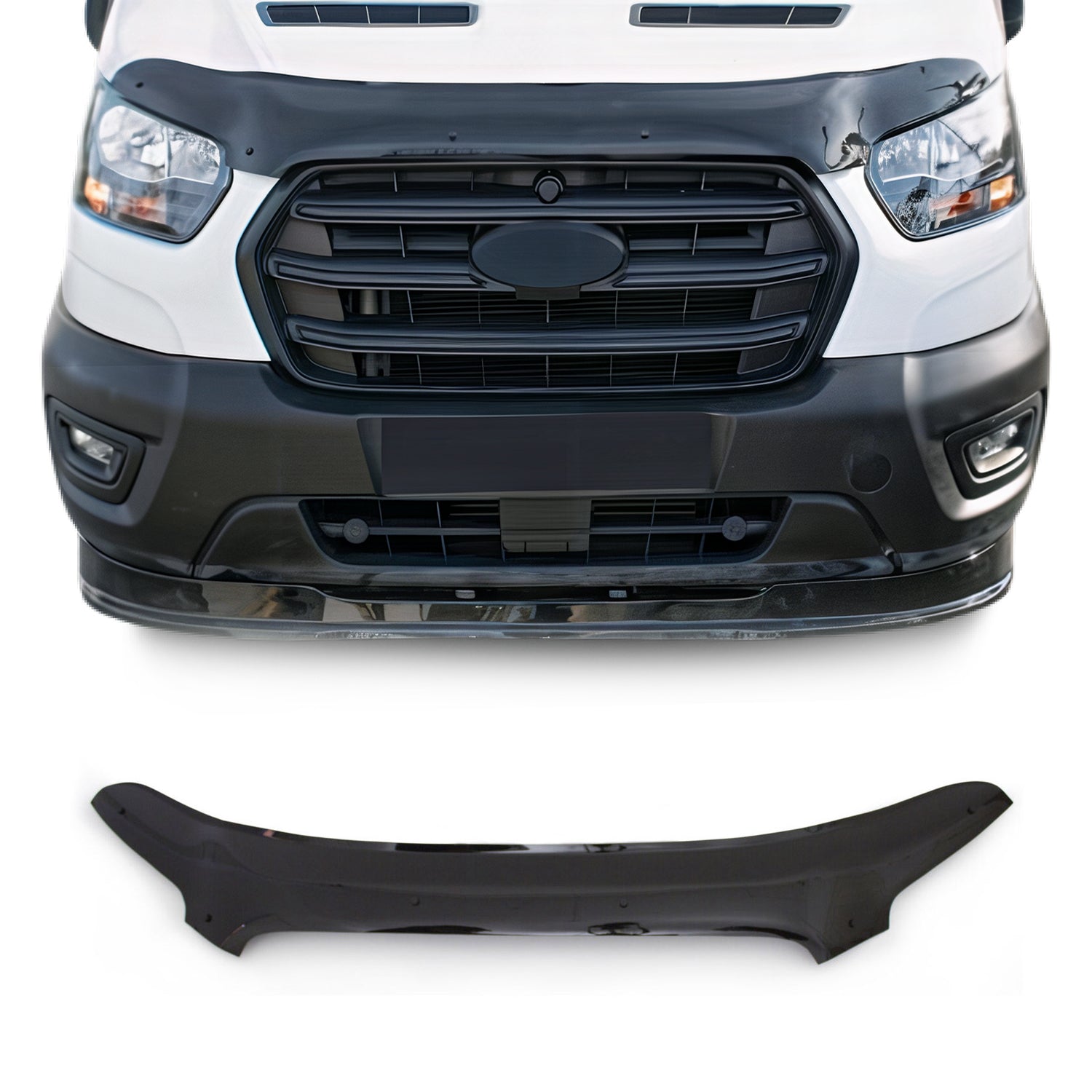 2015-2019 Ford Transit 150/250/350/350HD PRE-FL Front Bug Shield Hood 1 Pc Smoke