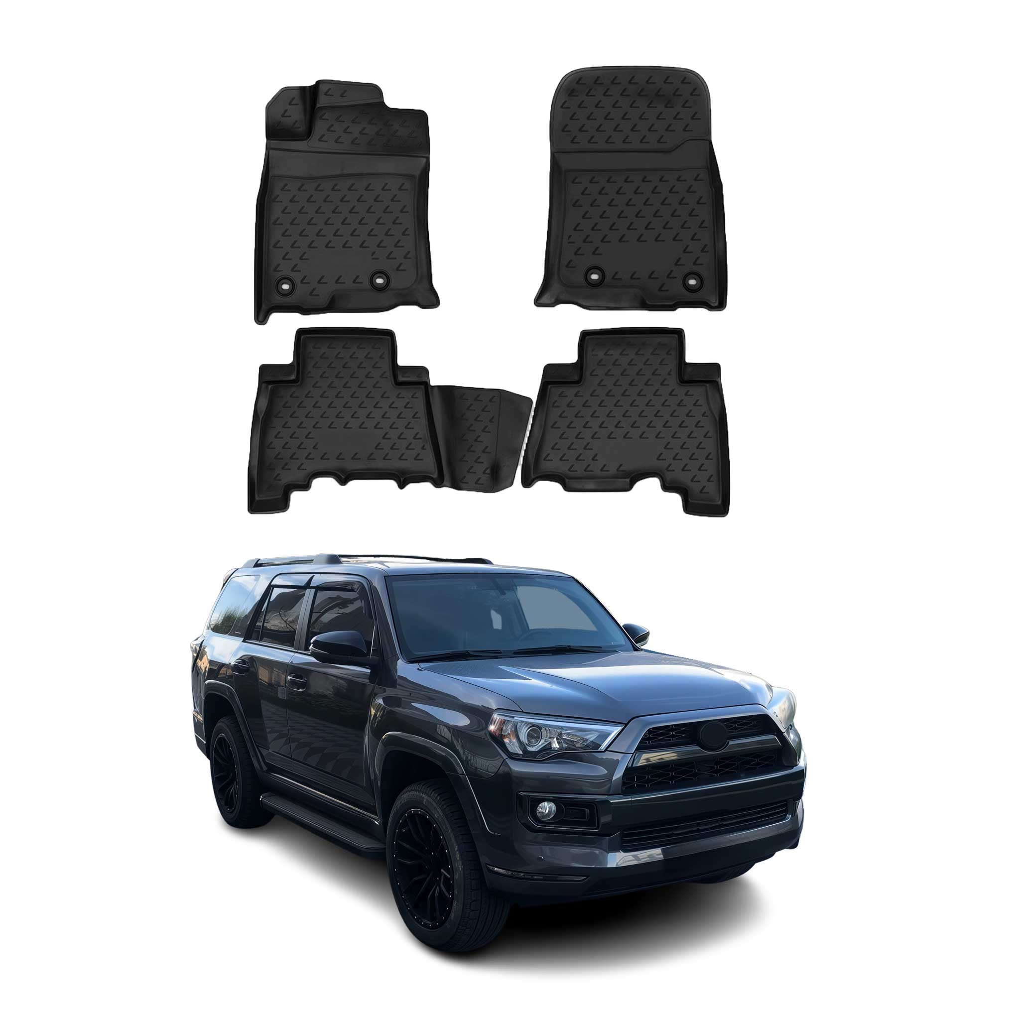 2014-2024 Toyota 4Runner Floor Mats Liners Full Set All Weather Black