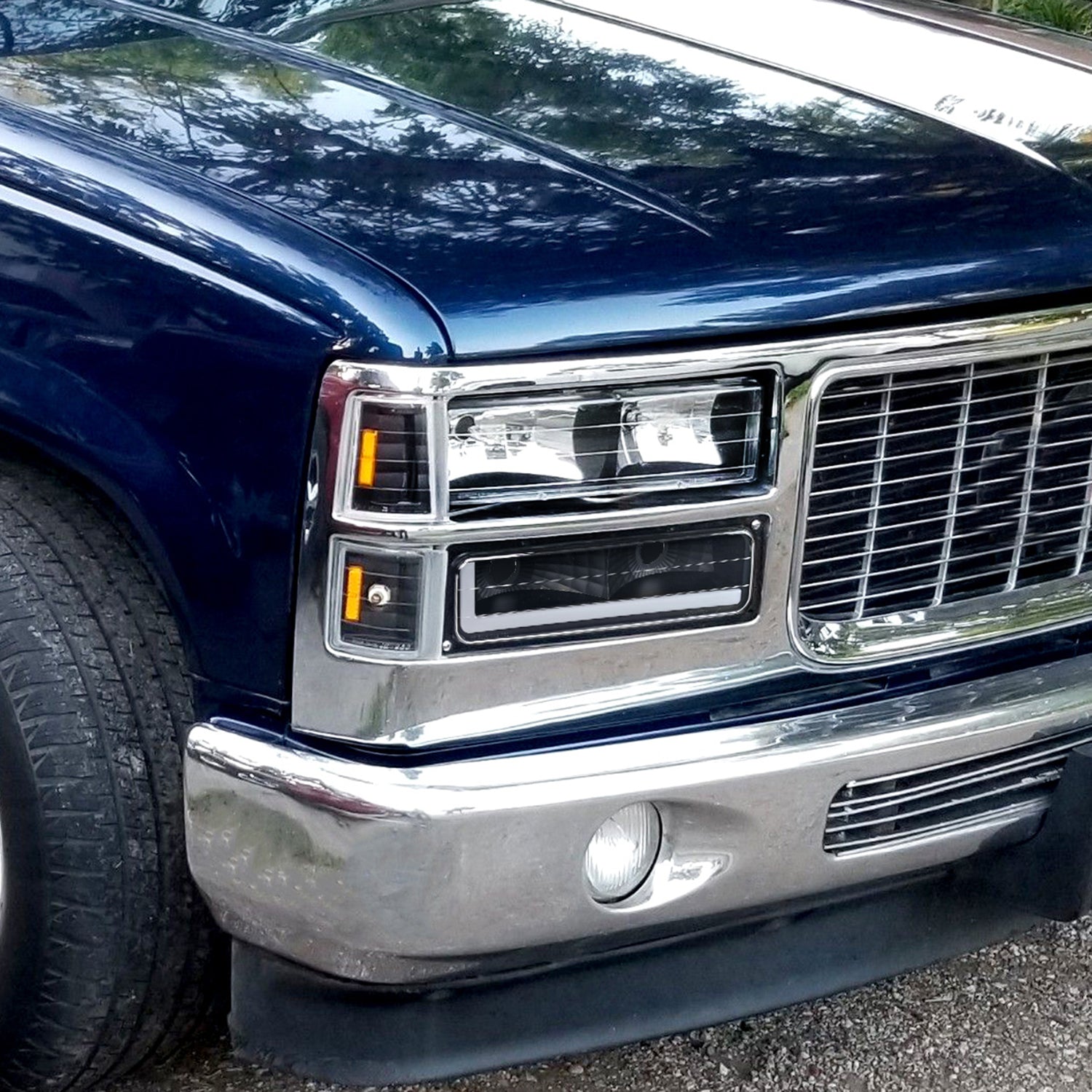 1988-1998 Chevy/GMC C10 C/K LED Strip Bumper Corner Signal Lights Matt Black