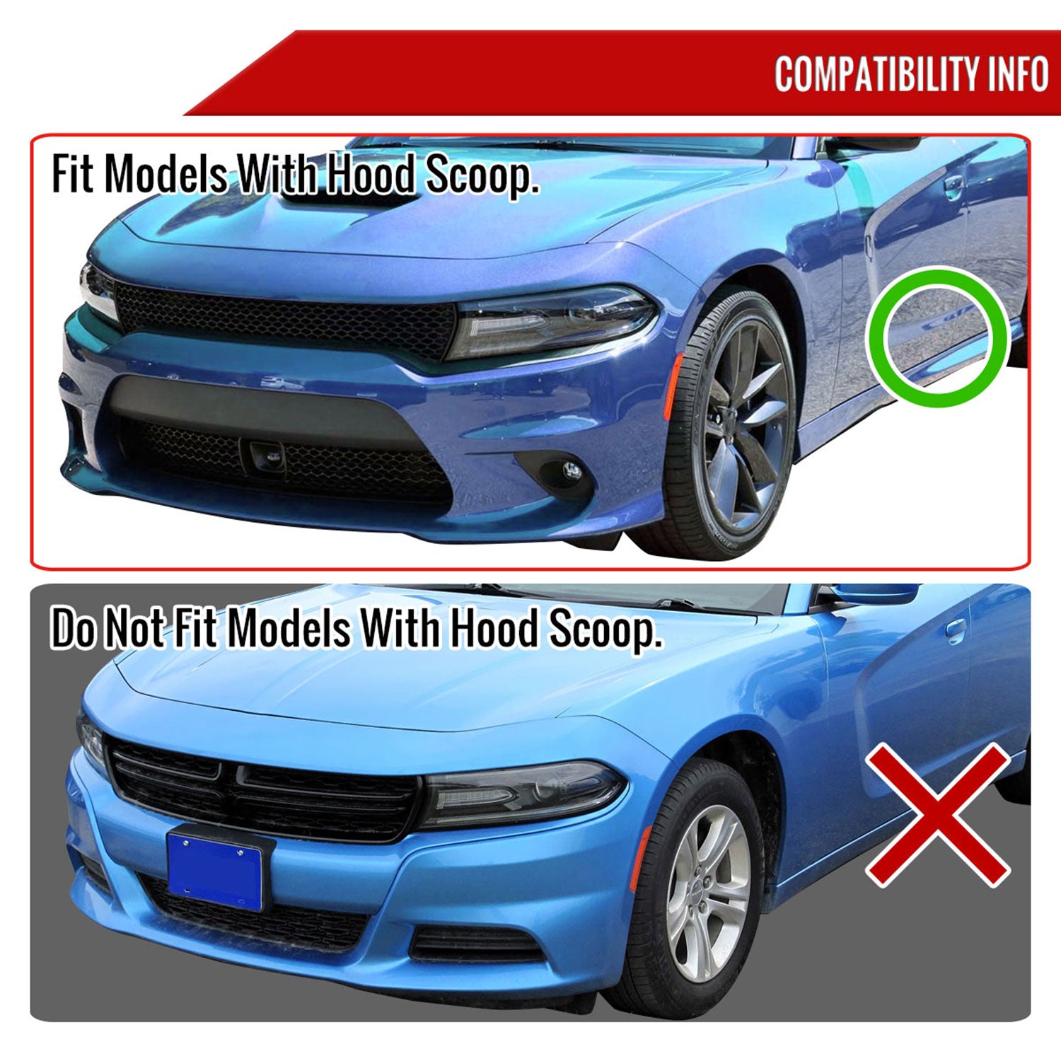 2015-2020 Dodge Charger H11 Projector Fog Lights Kit Chrome/Clear Lens