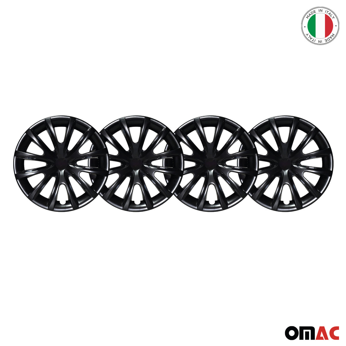 14" Inch Hubcaps Wheel Rim Cover Glossy Black & Black Insert 4pcs Set