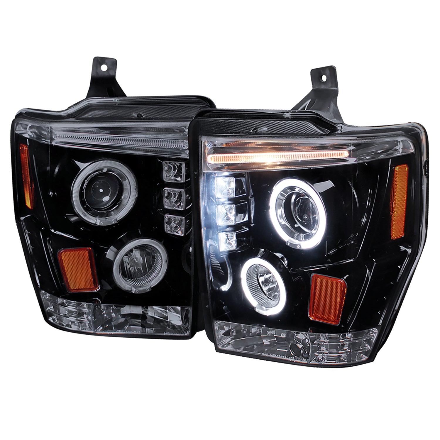 2008-2010 Ford F-250 F-350 F-450 Dual Halo Projector Headlights Black/Smoke