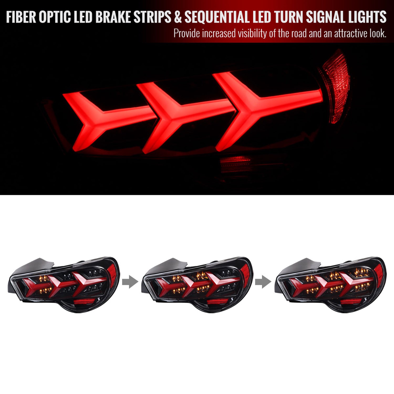 2013-2016 Scion FRS/ Subaru BRZ Lambo LED Tail Lights Jet Black/Clear