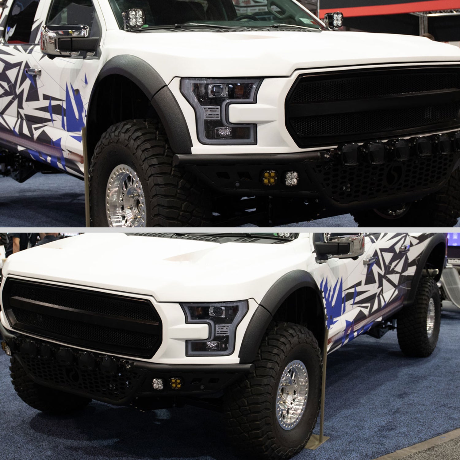 2015-2017 Ford F-150 LED Bar Outline Projector Headlights Glossy Black/Smoke