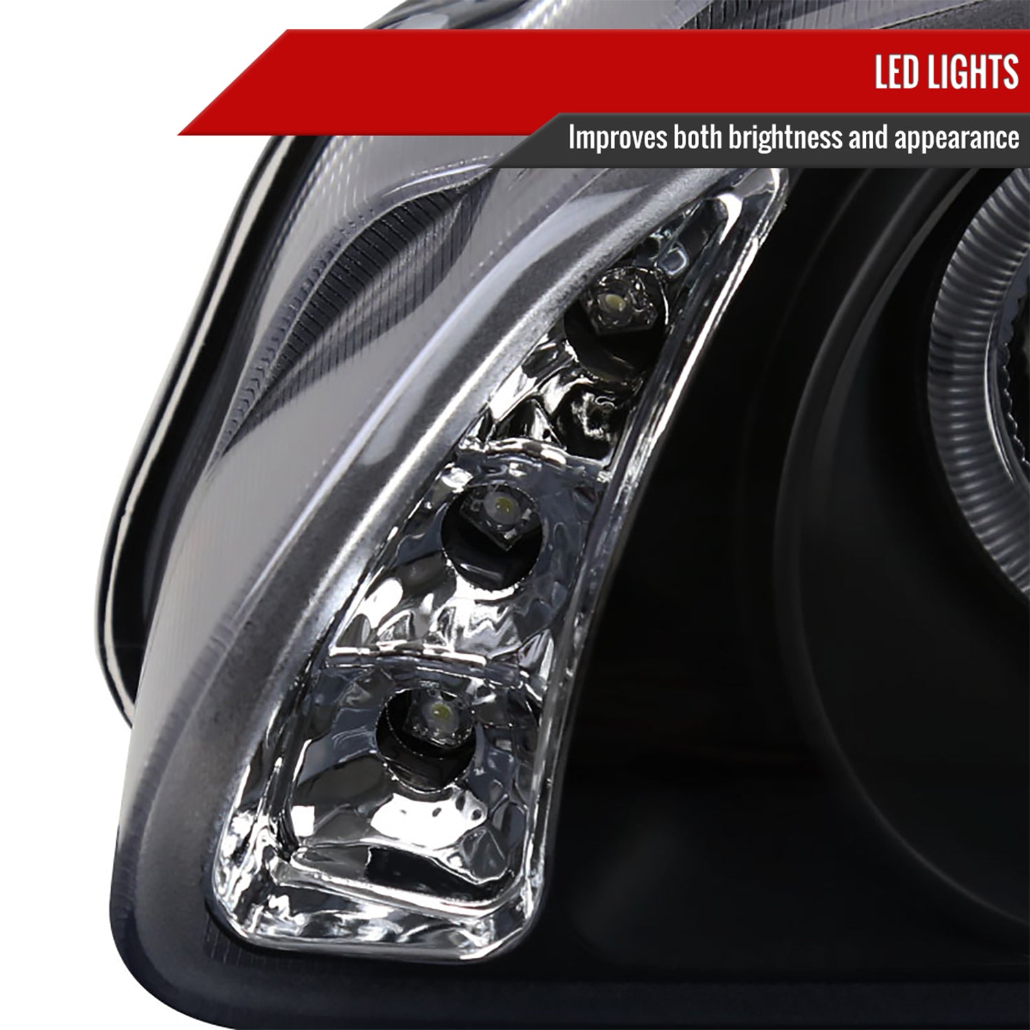 2000-2003 Nissan Sentra Dual Halo Projector Headlights Matte Black/Clear Lens