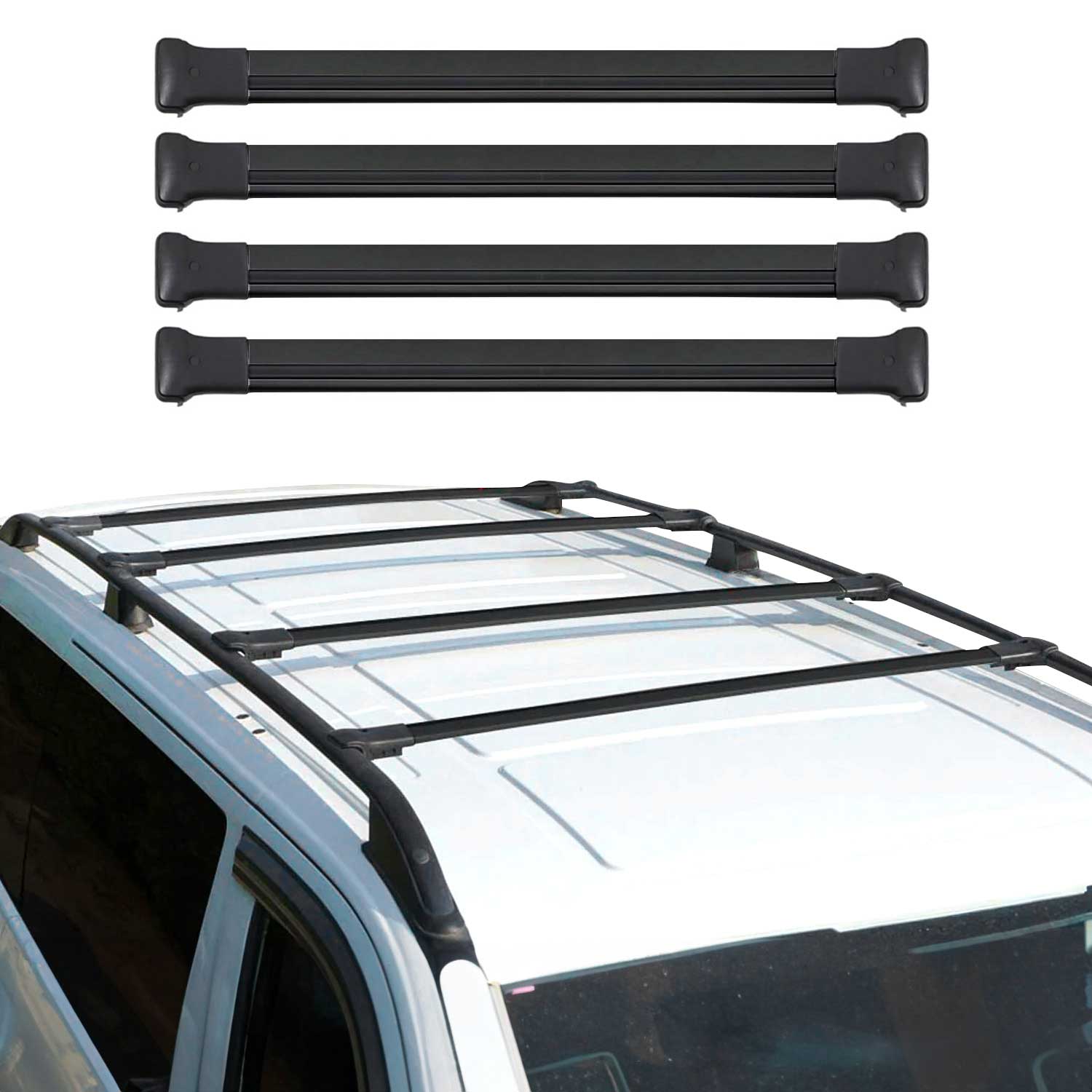 2010-2014 Mercedes Vito W639 Roof Rack Cross Bars 4Pcs Black