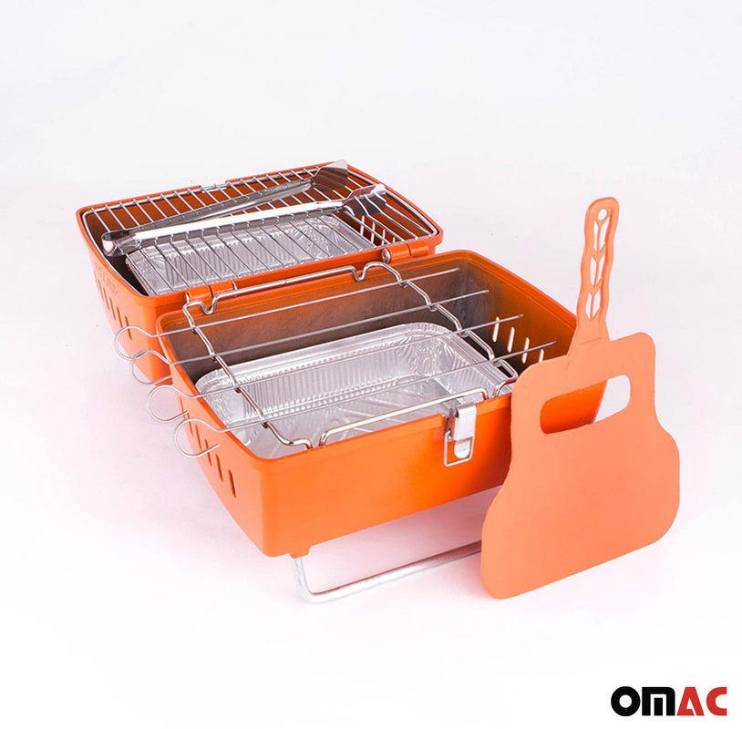 Charcoal Grill Portable Grill Garden Outdoor Orange Picnic Grill 13 Pcs BBQ