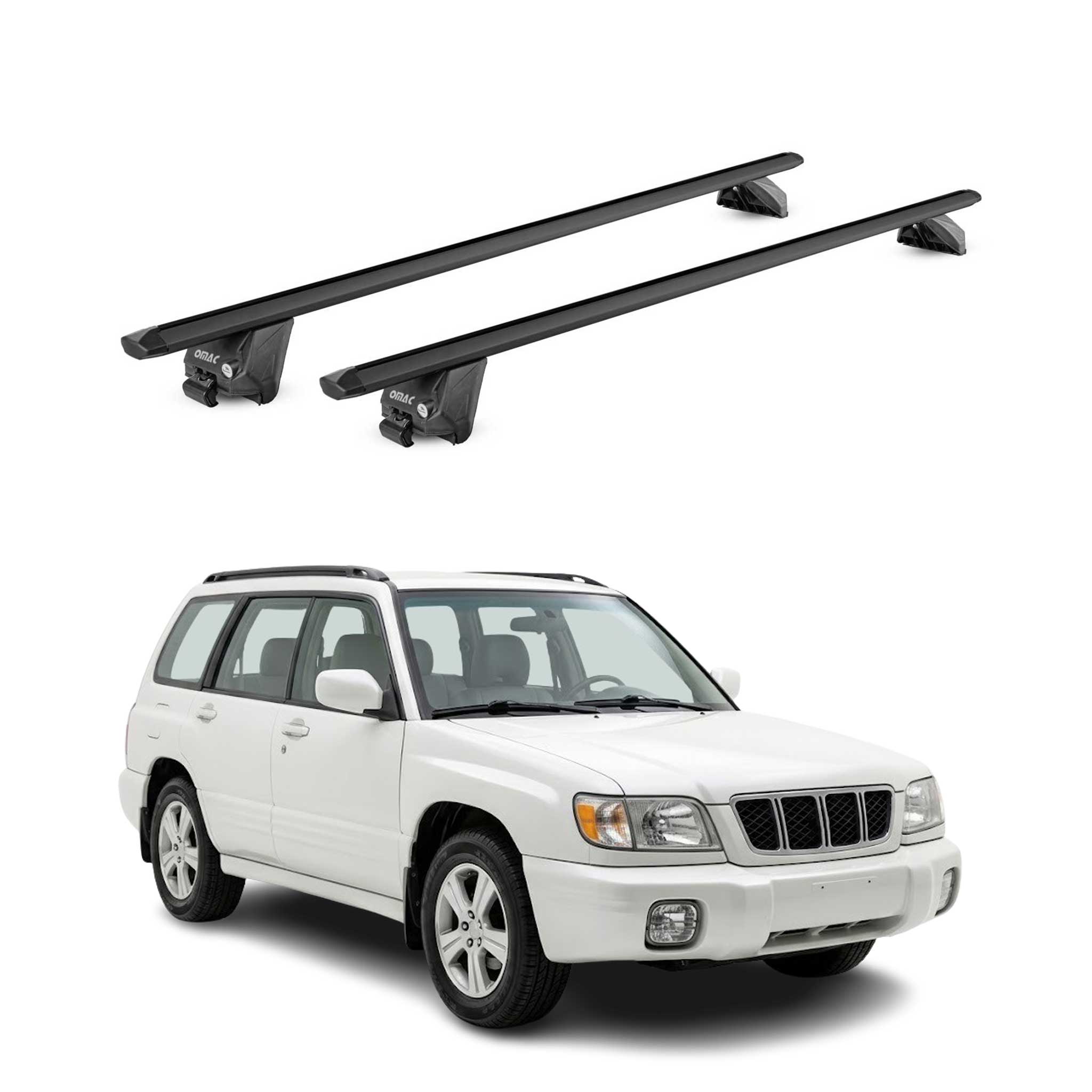 Roof Rack Cross Bars Carrier for Subaru Forester I 1998-2002 Aluminium Black 2x