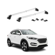 Roof Rack Cross Bars Carrier for Hyundai Tucson III 2016-17 Pre-FL Alu Silver 2x