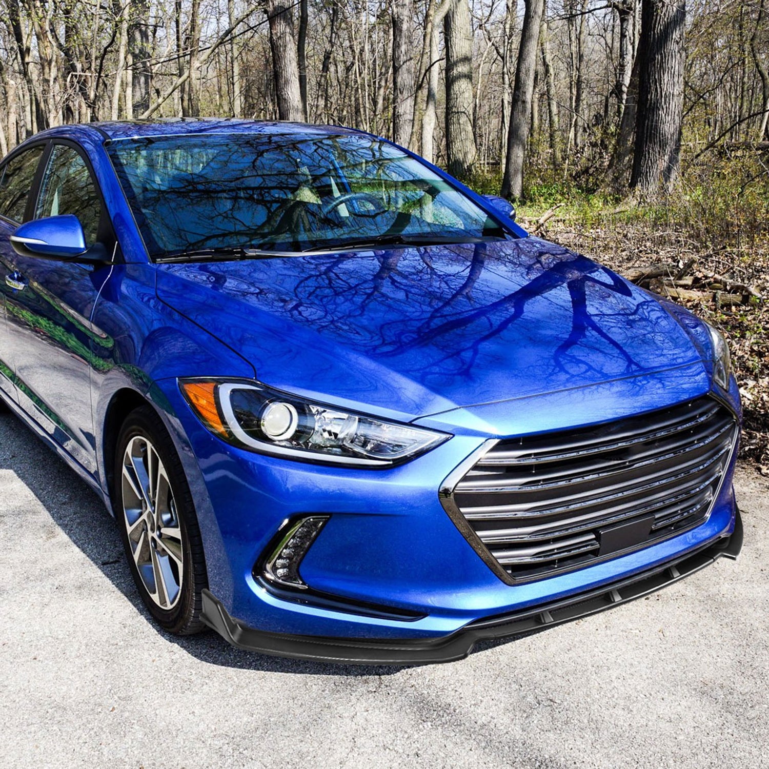 2017-2018 Hyundai Elantra Matte Black Polypropylene 3Pcs Bumper Lip