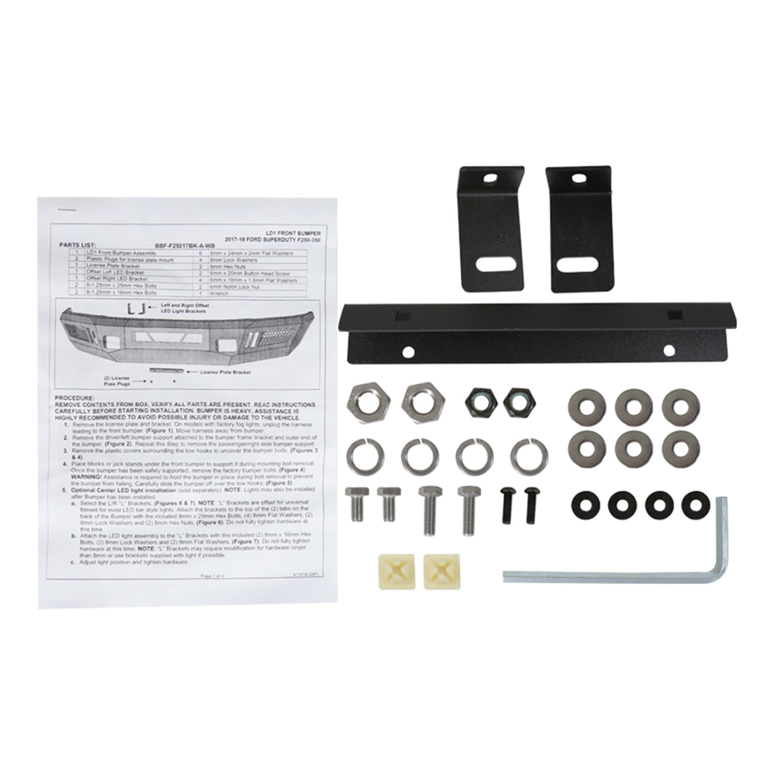 2017-2021 Ford F-250/F-350 Black Heavy Duty Steel Front Bumper LED Light Ports