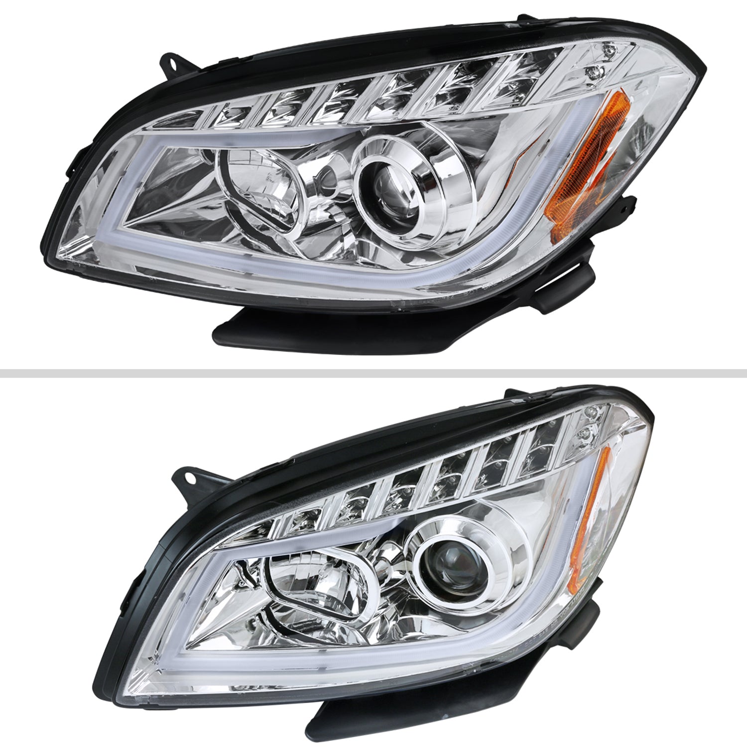 2008-2012 Chevy Malibu LS LT LTZ Hybrid LED Bar Headlights LED Signal Chrome