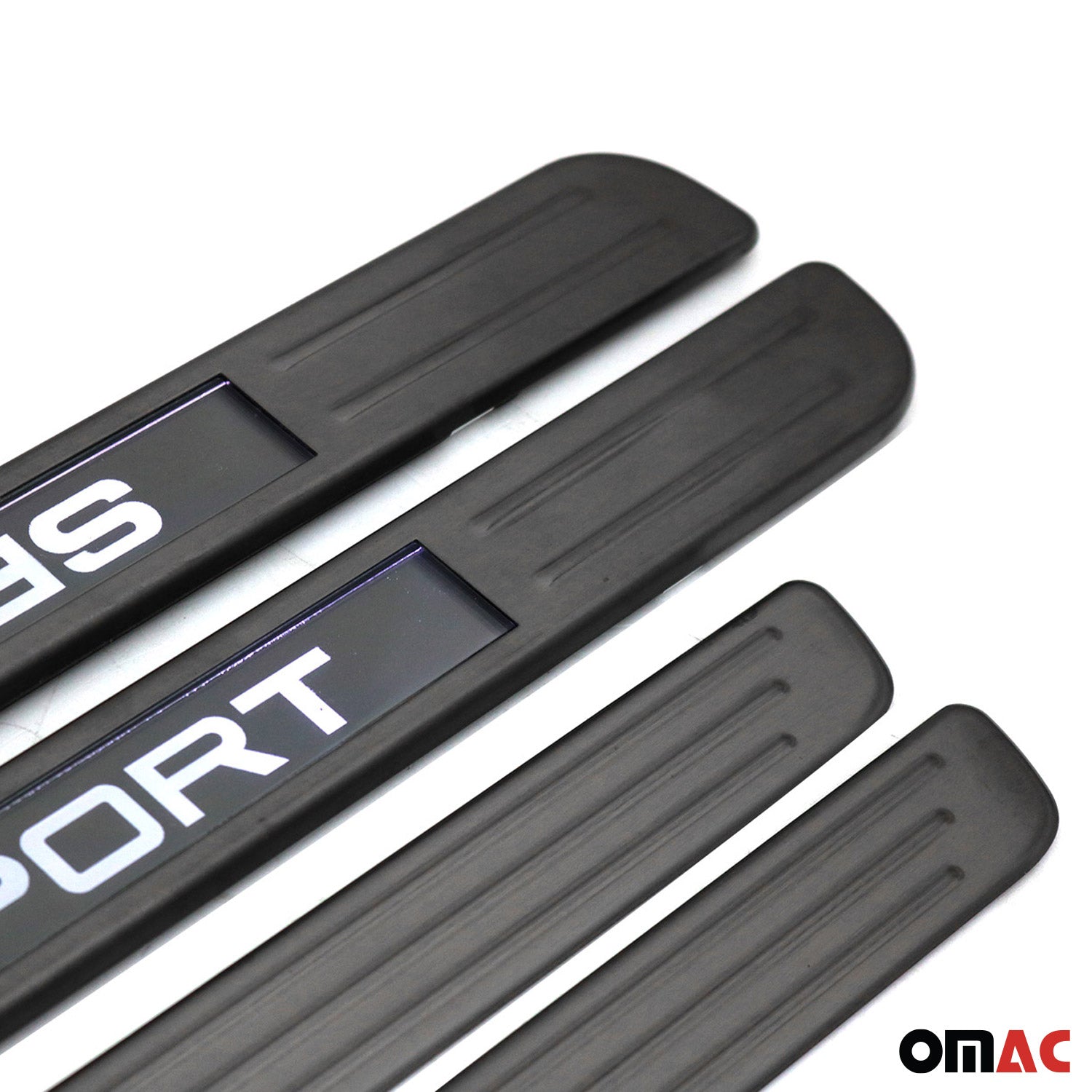Dodge Door Sill Scuff Plate Illuminated Brushed Stainless Steel Brushed Dark 4Pcs