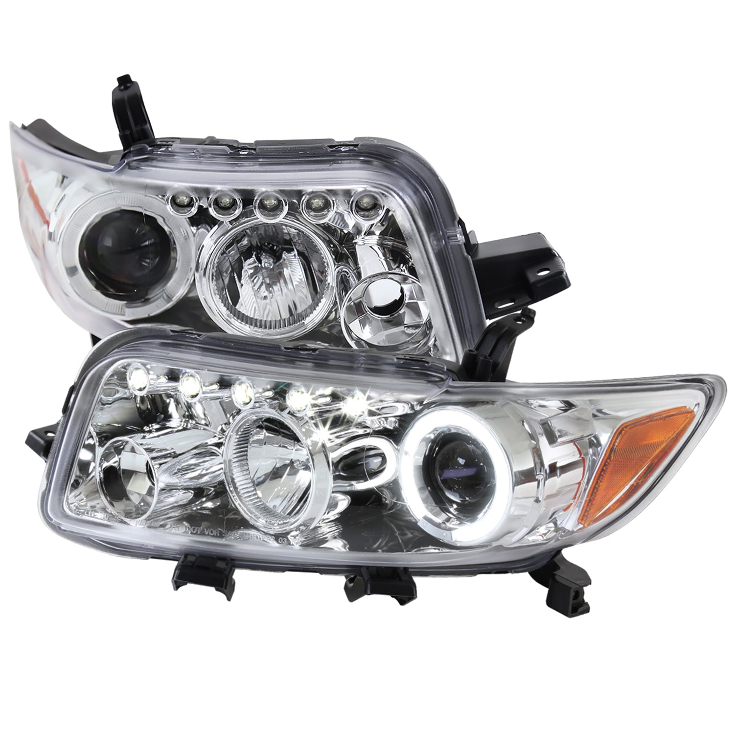 2008-2010 Scion xB Single Halo Projector Headlights Chrome/Clear Lens