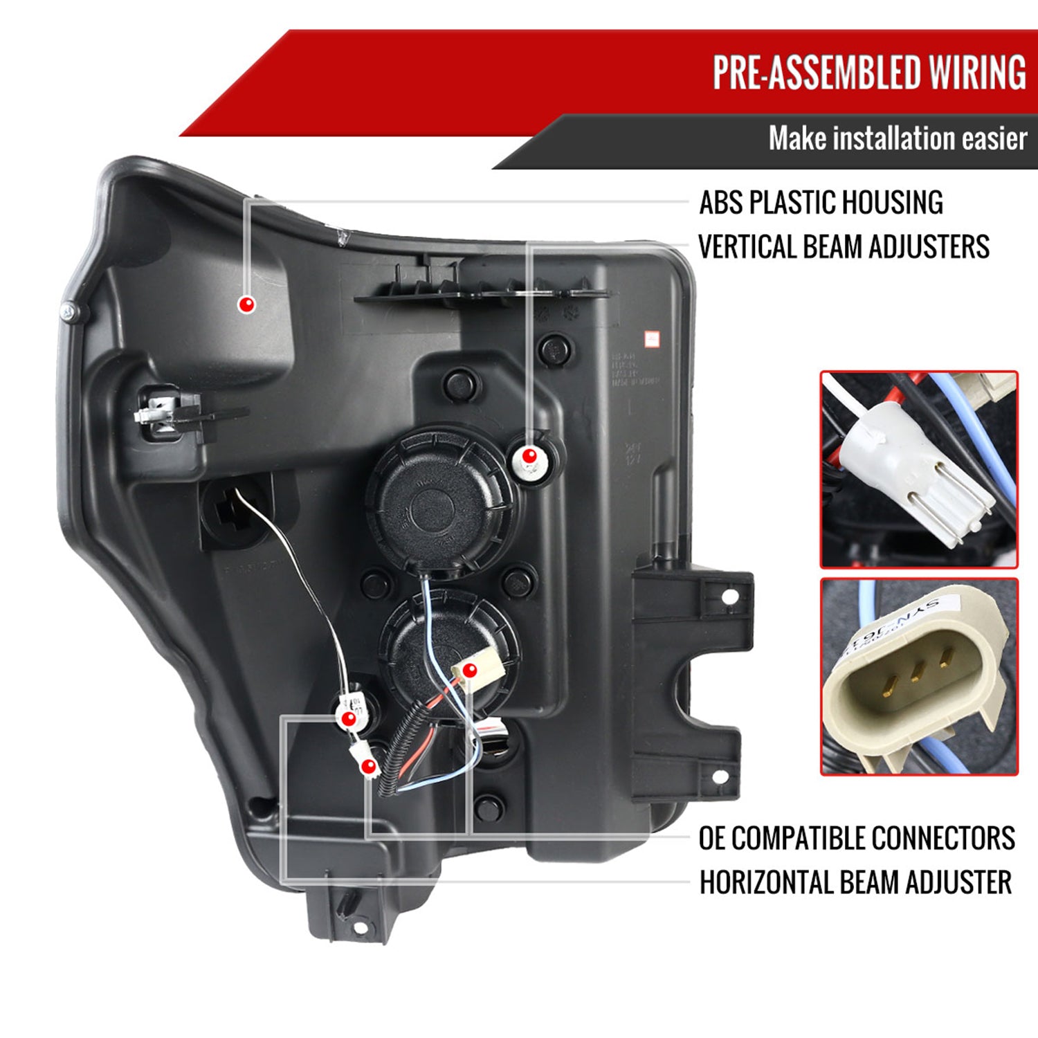 2011-2016 F-250/350/450/550 Super Duty LED CBar Projector Headlights Black