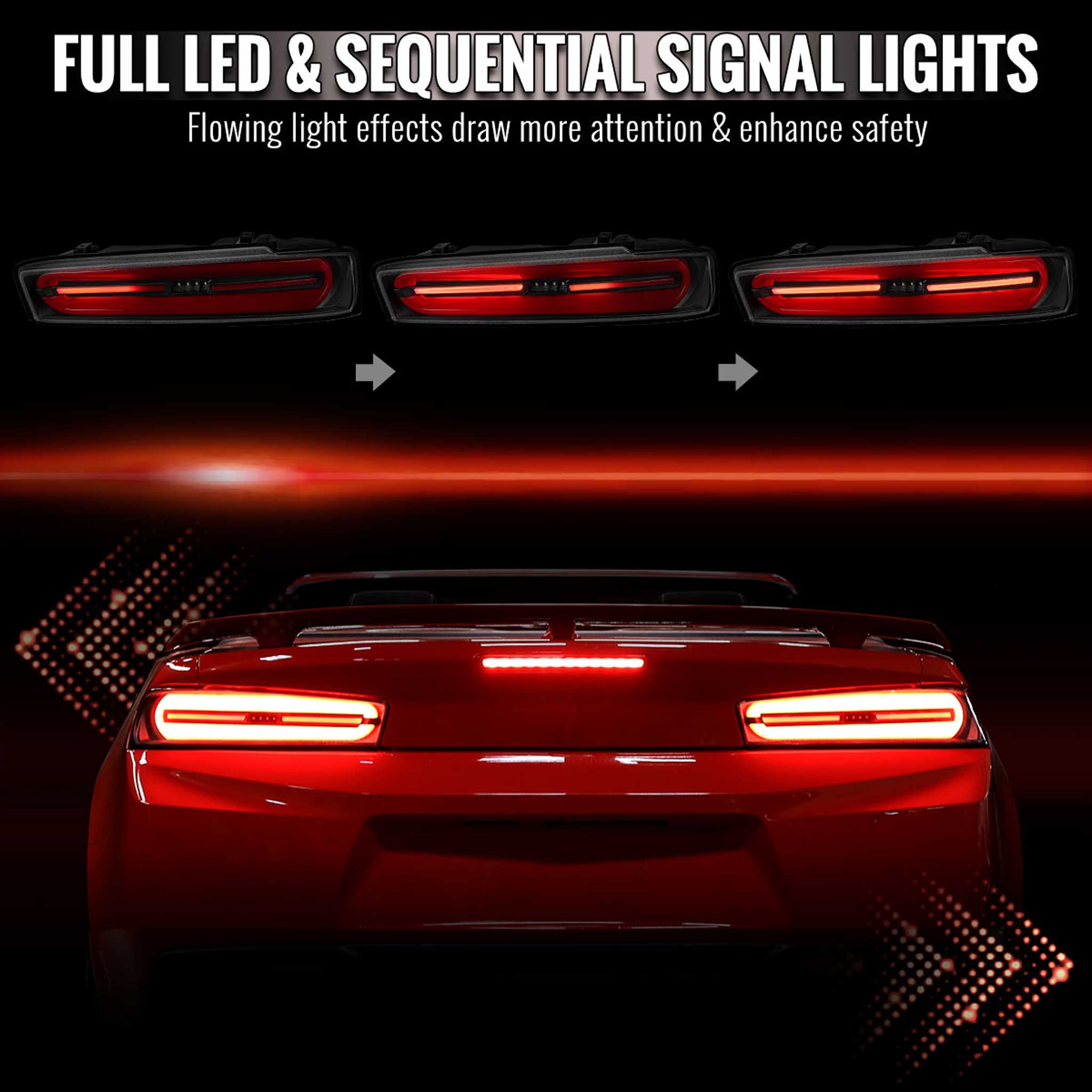 For Chevrolet Camaro 2016-2018 Full LED Tail Light Sequential Signal For OE LED