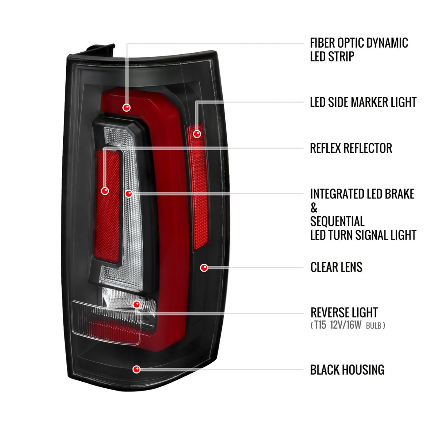 2007-2014 Chevy Tahoe/Suburban /GMC Yukon Red LED Turn Signal Tail Lights