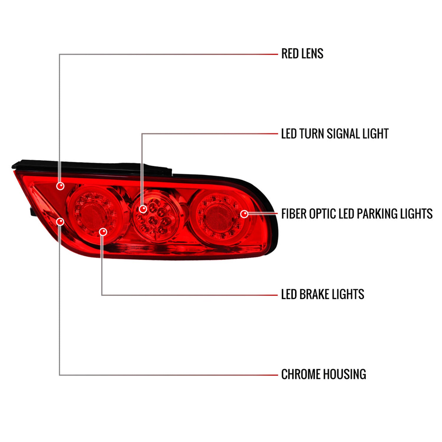 1991-1998 Nissan 180SX RPS13 / 240SX S13 S14 JDM LED Tail Ligths Chrome/Red