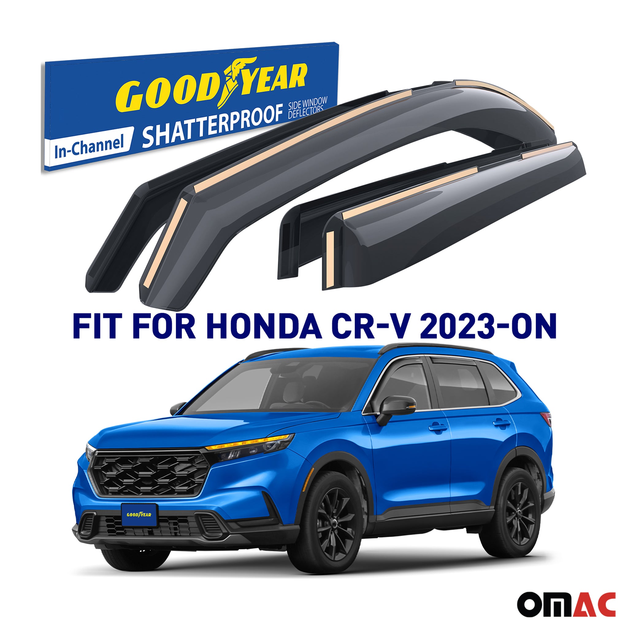 Goodyear Wind Deflectors for Honda CR-V (CRV) 2023-2025 In-channel Smoke 4 pcs