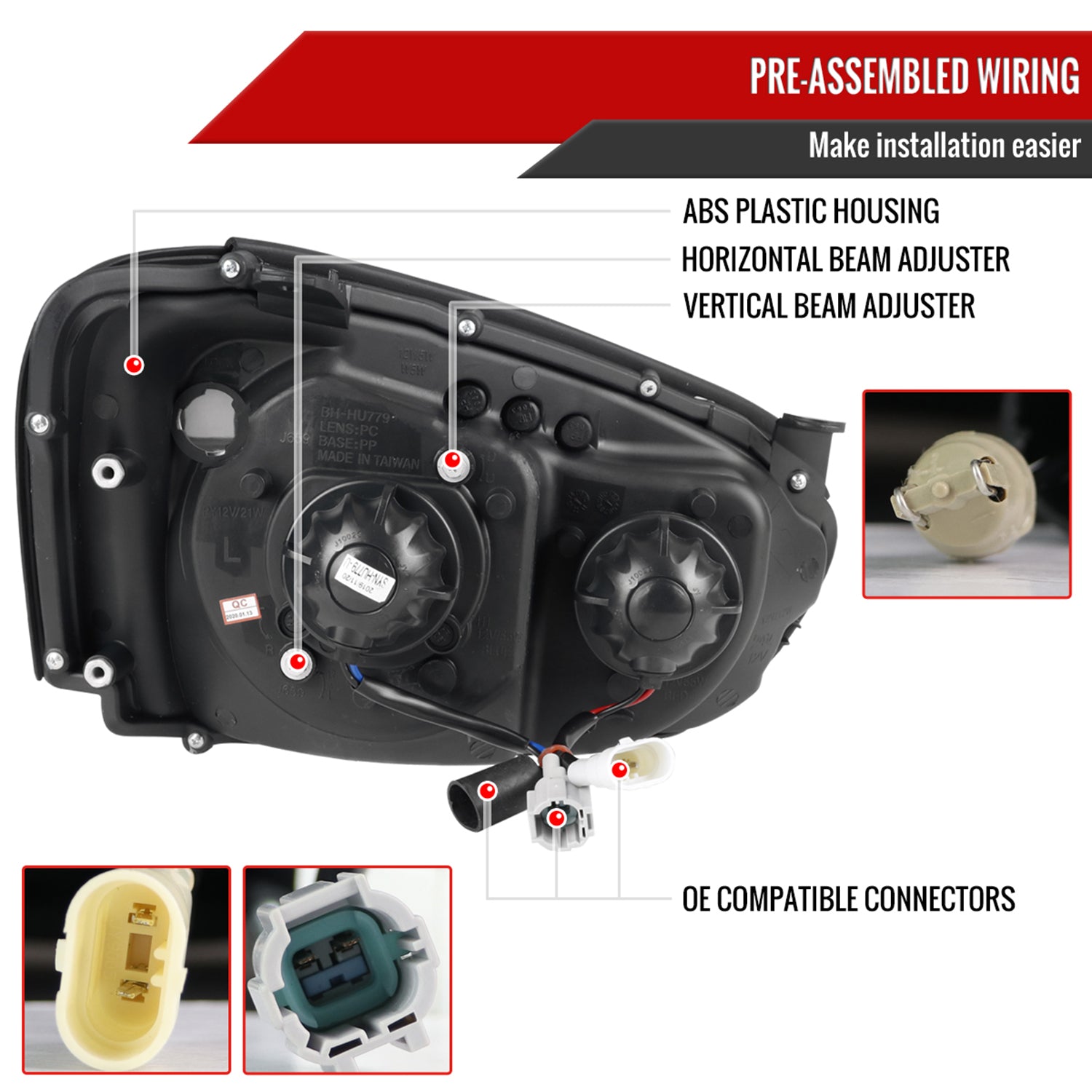 2004-2005 Subaru Impreza WRX/STI Outback Projector Headlights LED Bar Black