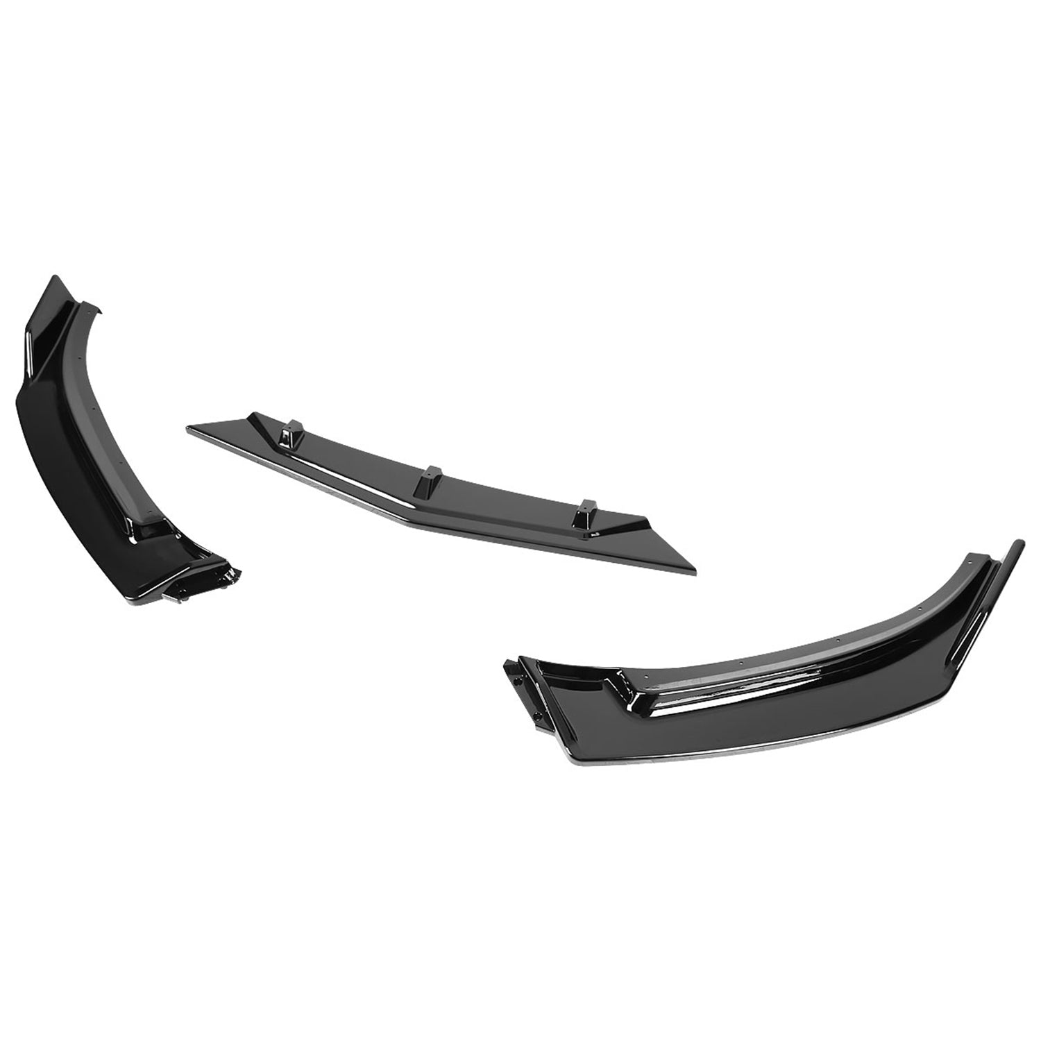 2014-2018 Mazda 3 Glossy Black Polypropylene 3Pcs Bumper Lip Spoiler