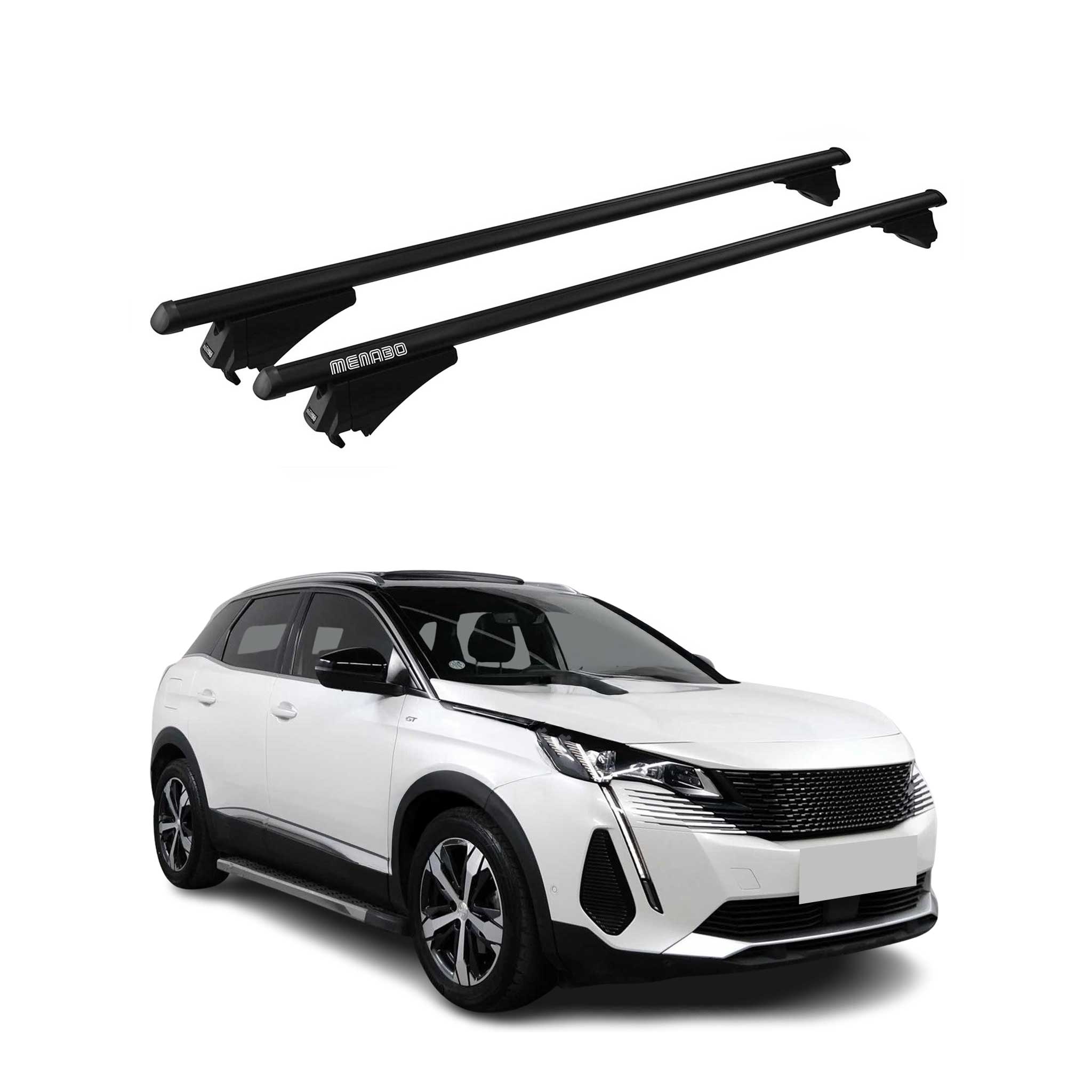 2021-2023 Peugeot 3008 Roof Rack Cross Bars Black