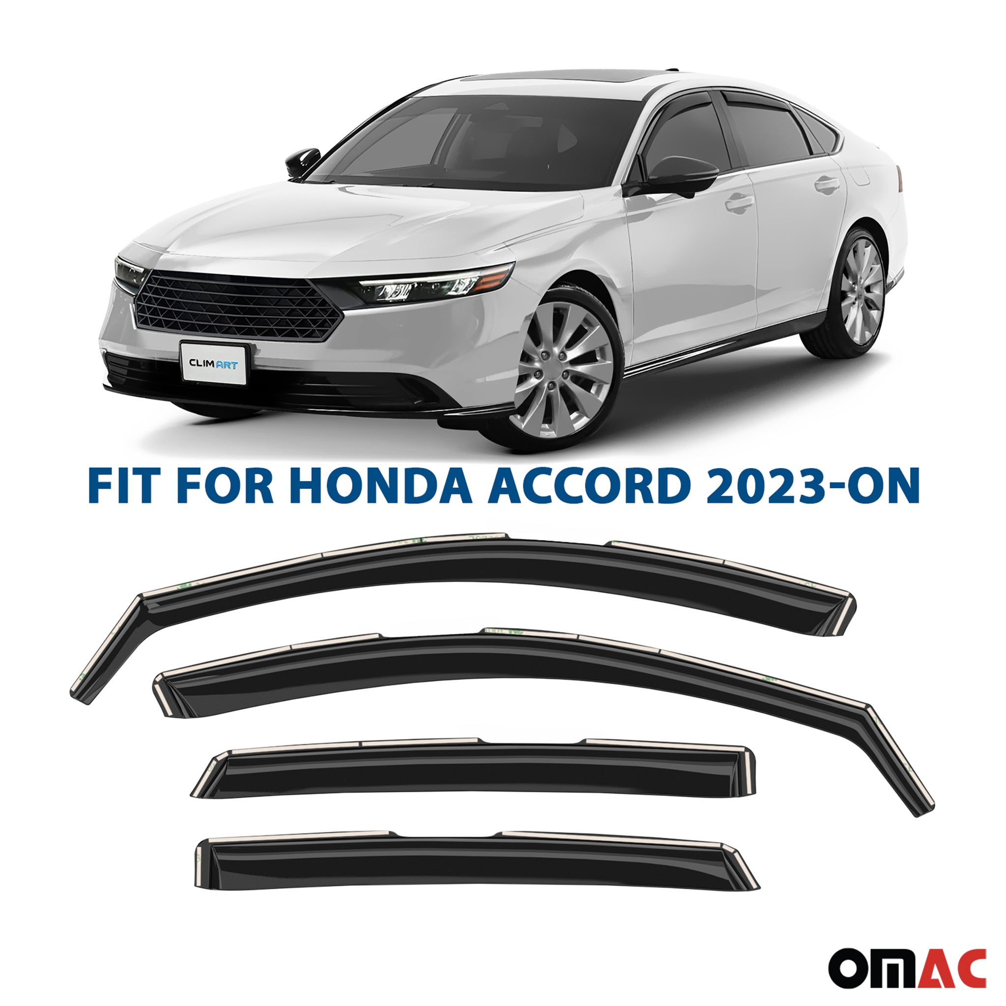 Clim Art Wind Deflectors for Honda Accord 2023-2025 Shatterproof Dark Smoke 4x