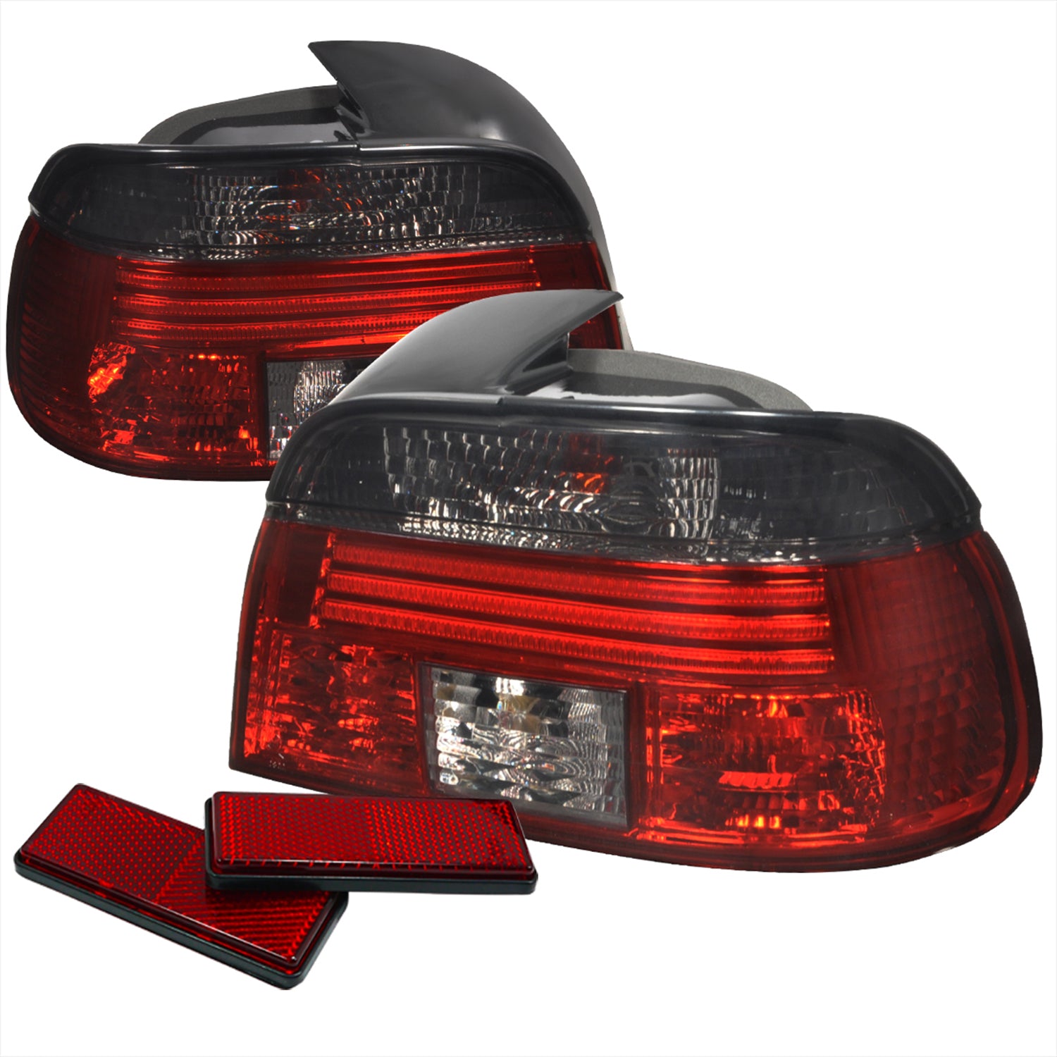 1997-2000 BMW E39 5 Series Tail Lights Chrome Housing/Red Smoke Lens