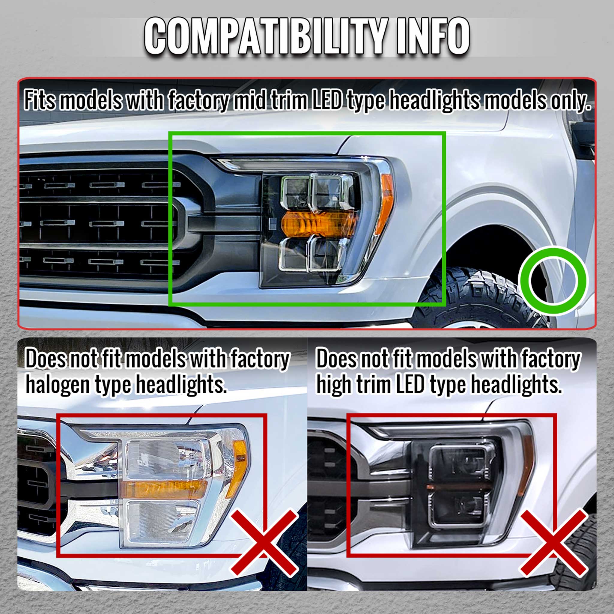 For Ford F-150 2021-2023 Full LED Projector Headlights Sequential Start-Up Glossy Black Clear Lens