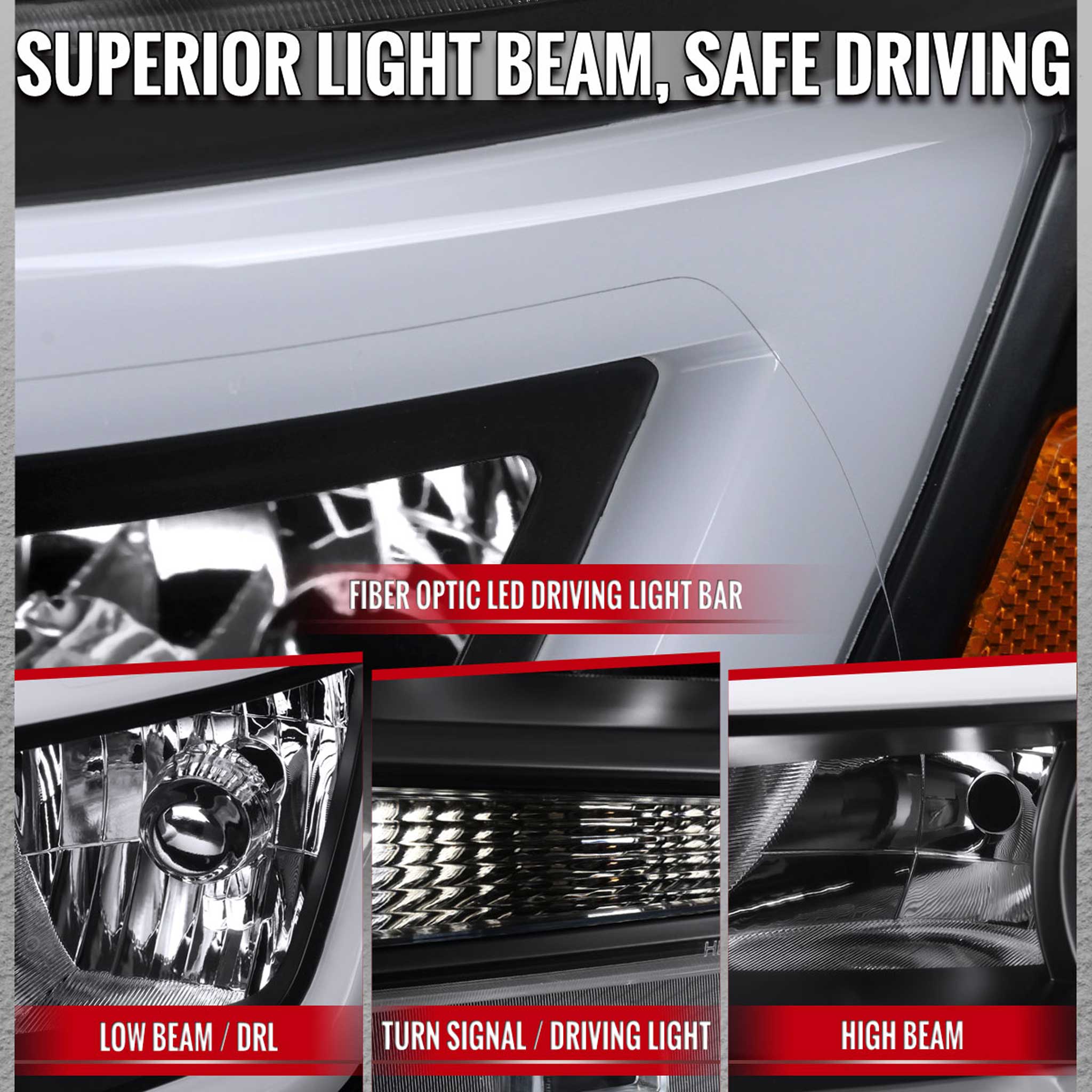 For Chevrolet Colorado 2015-2022 Factory Style Headlights Switchback LED Bar Turn Signal Black Housing Clear Lens