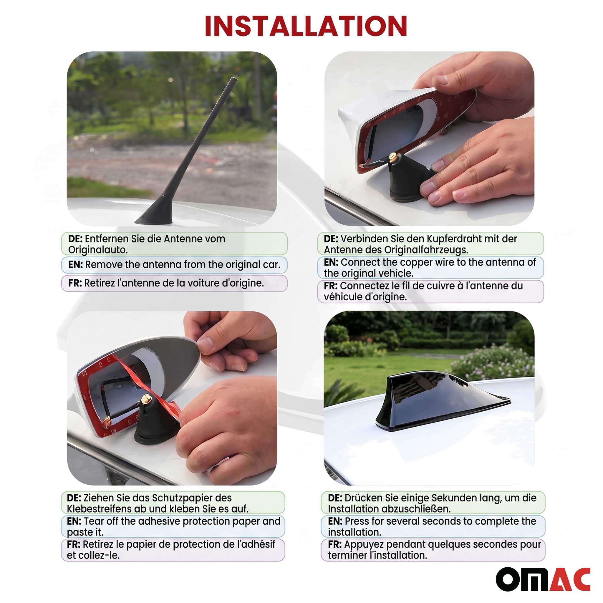 Mercedes Car Shark Fin Antenna Roof Radio AM/FM Signal Black