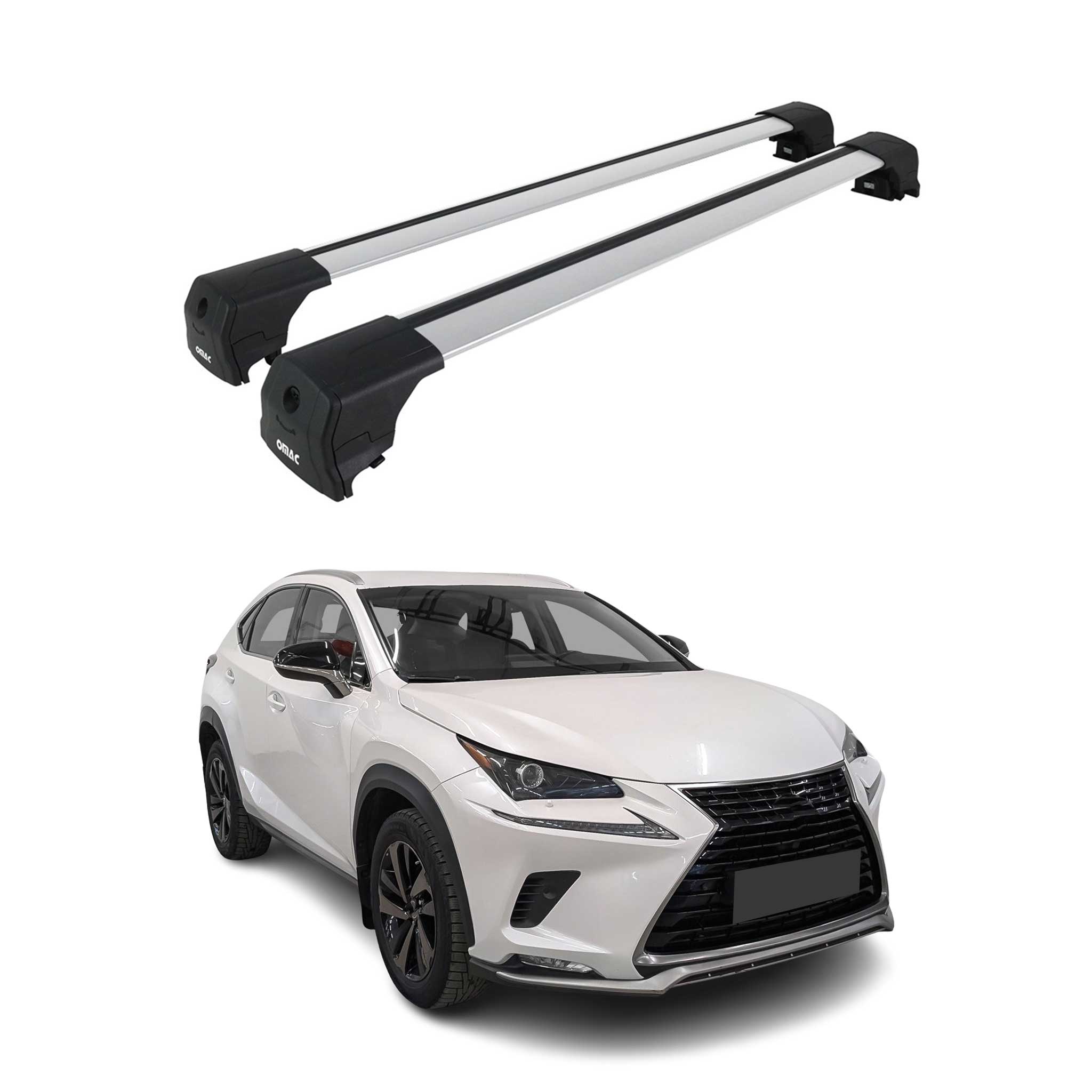 Aluminium Roof Racks Cross Bars Carrier for Lexus NX 1.gen 2015-2021 Gray 2x