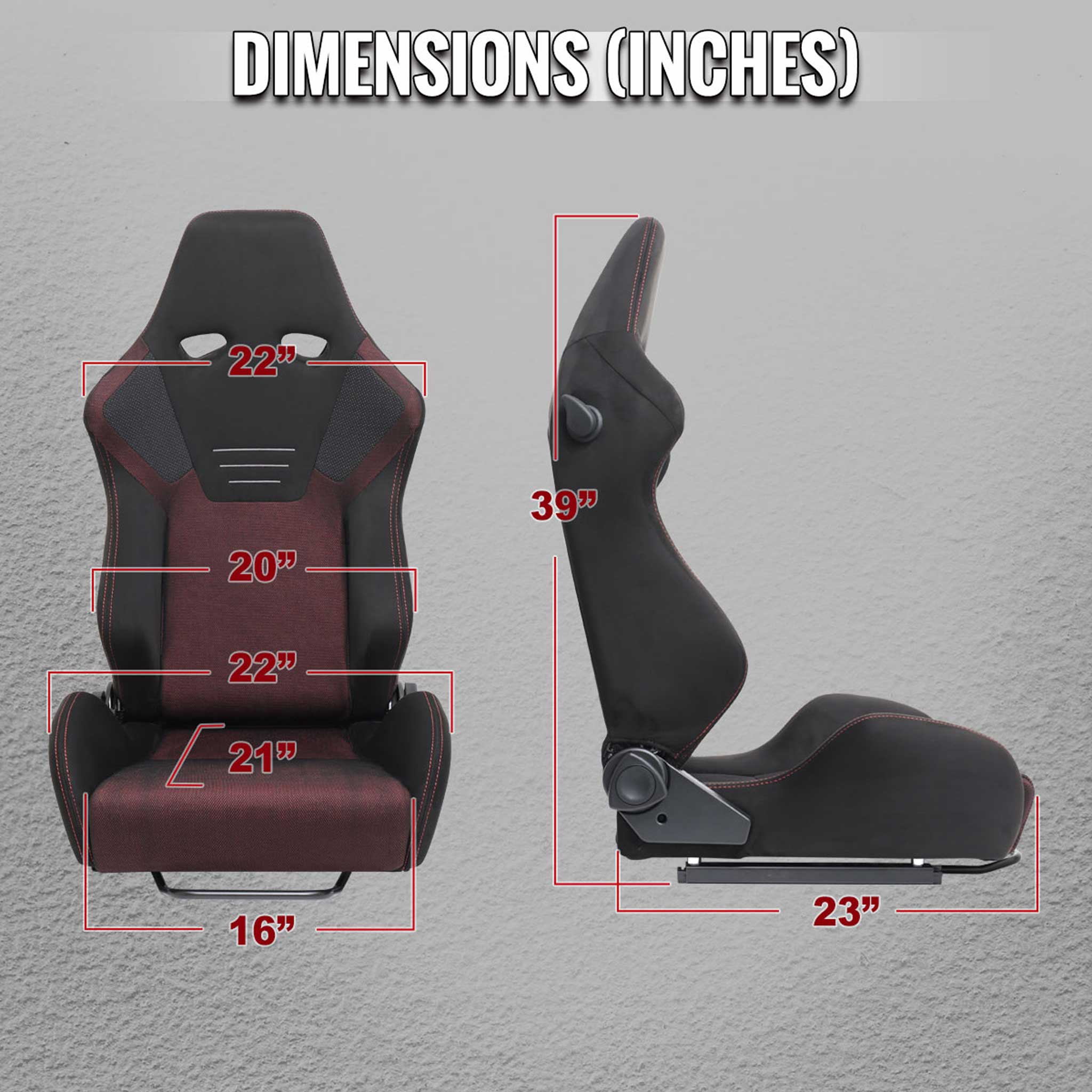 Universal Racing Seat Black Suede And Red Eye Mesh Cloth With Double Red Stitch