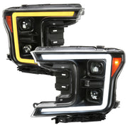 2018-2020 Ford F-150 LED CBar Projector Headlights Signal Lights Black / Clear