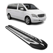 2016-2024 Mercedes Metris Short Running Boards Side Steps Silver & Black