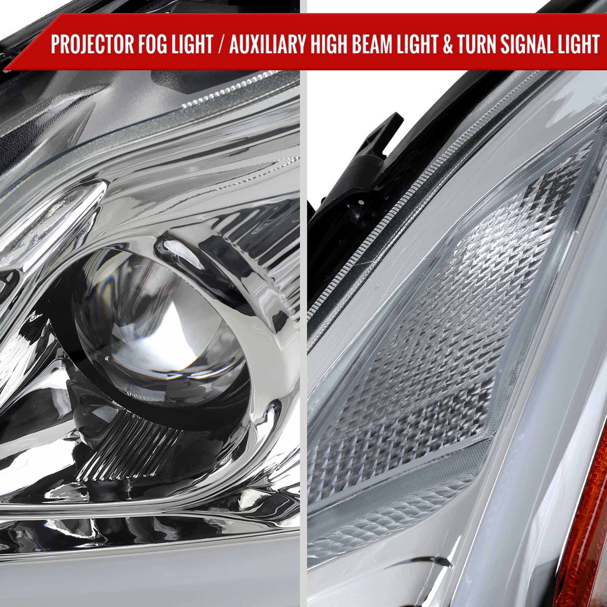 For Infiniti G37 2008-13 / Q60 Coupe 2014-15 LED Projector Headlights Sequential Chrome Housing Clear Lens Switchback