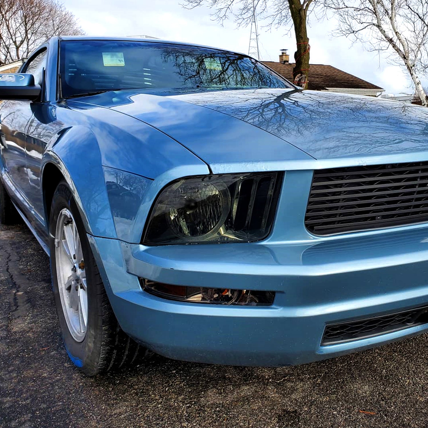 2005-2009 Ford Mustang Factory Style Headlights Chrome Housing/Smoke Lens