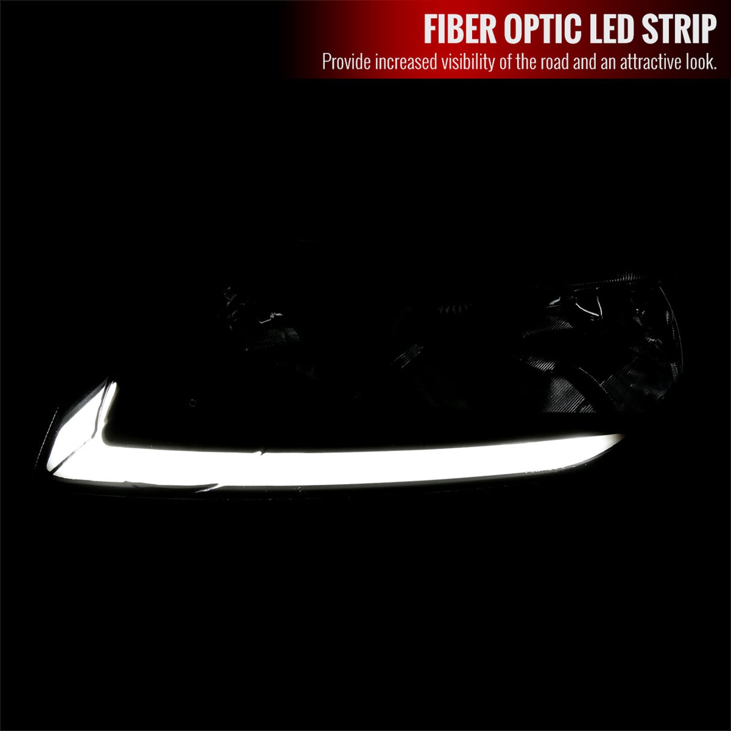 2006-2011 Honda Civic 4DR Sedan Factory Headlights LED Strip Matt Black/Clear