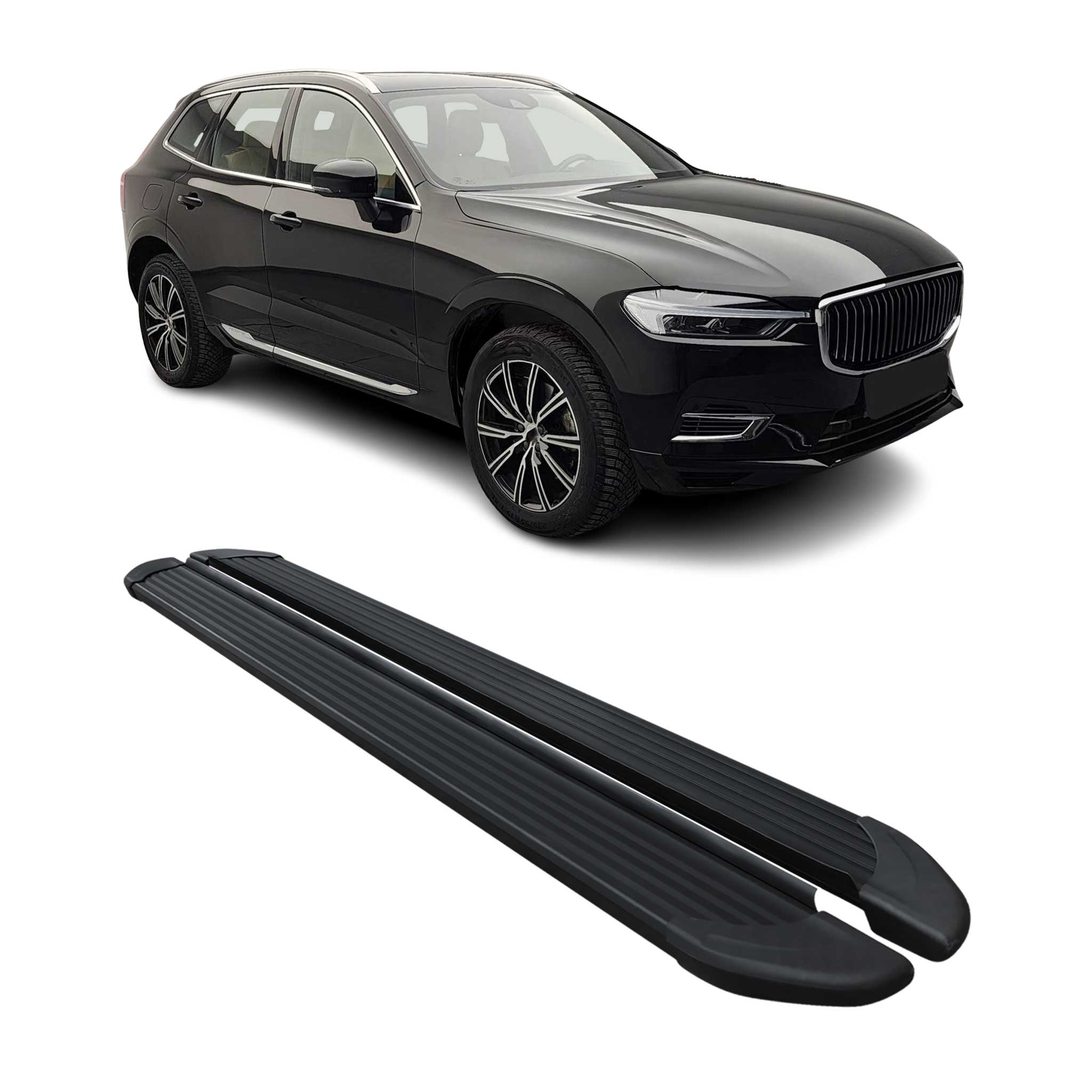 2018-2026 Volvo XC60 Side Step Nerf Bars Running Boards Black Alu 2Pcs