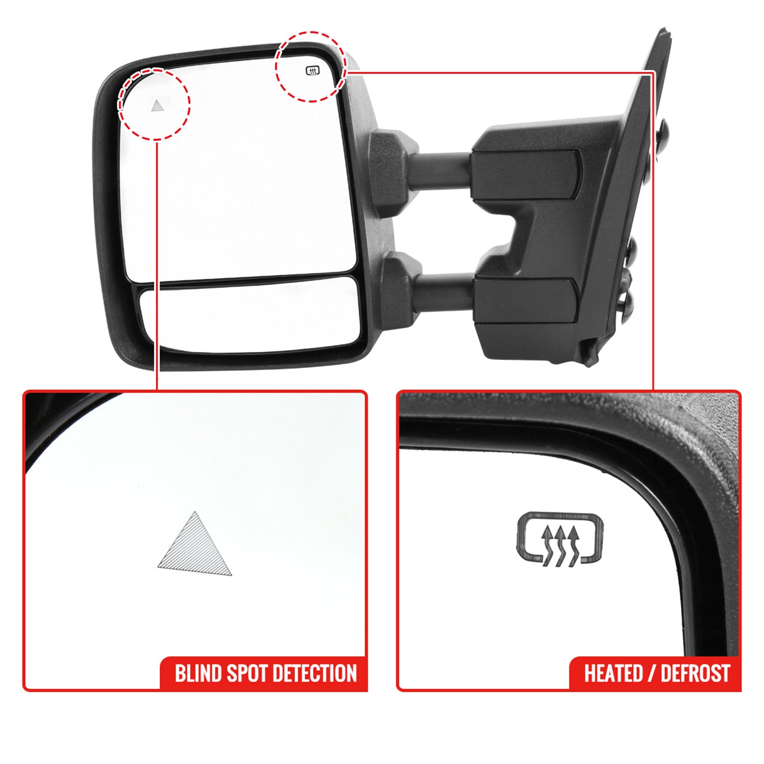 2016-2022 Nissan Titan BSM Memory Fuction & Manually Black Towing Mirrors