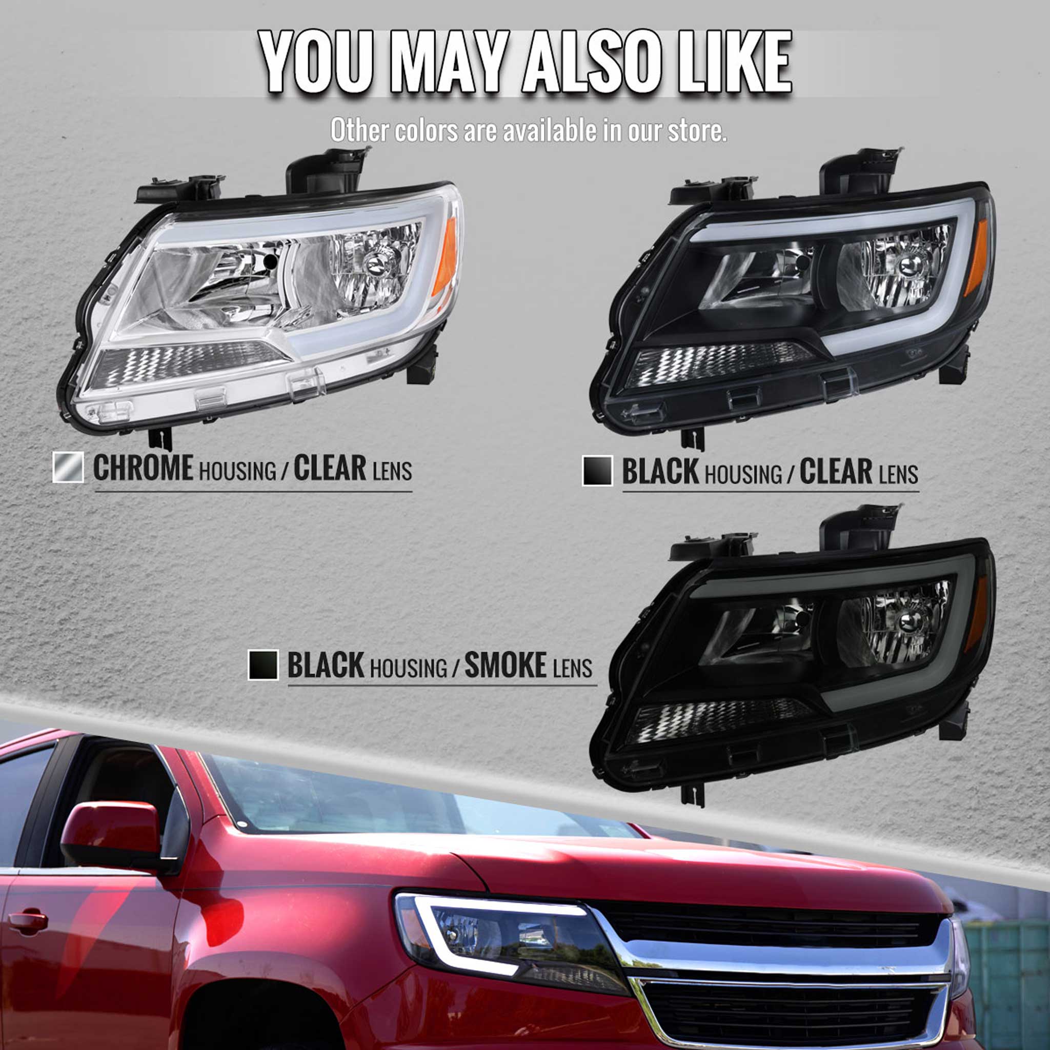 For Chevrolet Colorado 2015-2022 Headlights Switchback LED Bar Turn Signal Chrome Housing Clear Lens