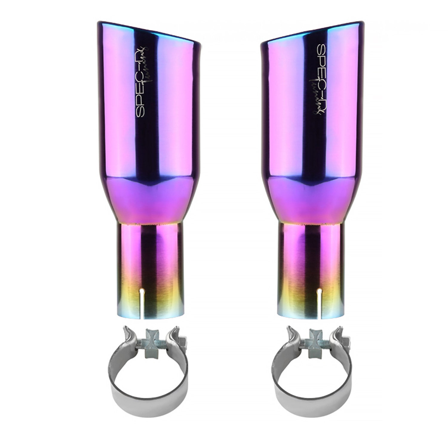 Universal 2.5" Inlet/3.875" Outlet Rainbow Steel Burnt Purple Exhaust Tips 2Pcs