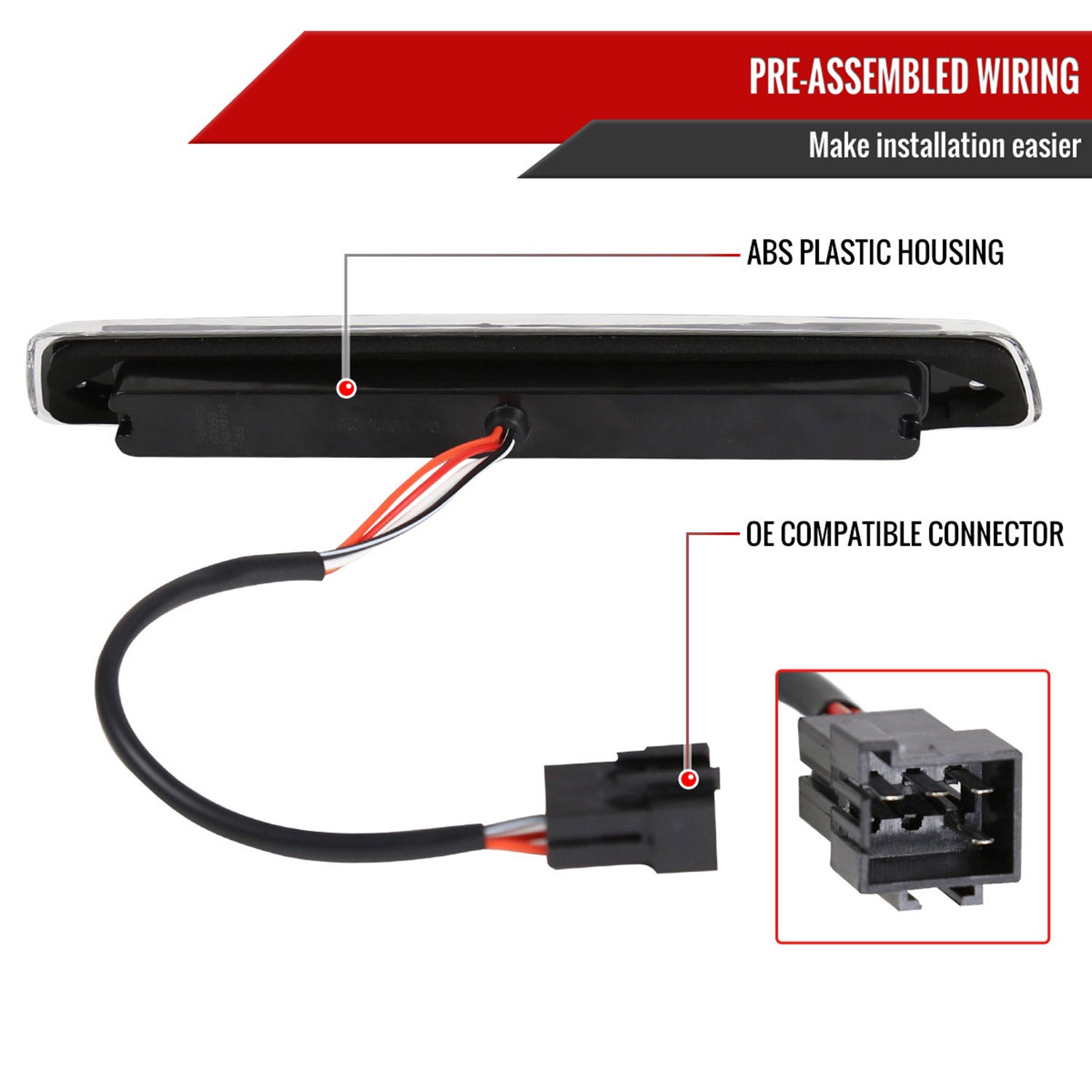 1994-2002 Dodge RAM LED 3rd Brake Light Chrome Housing/Clear Lens