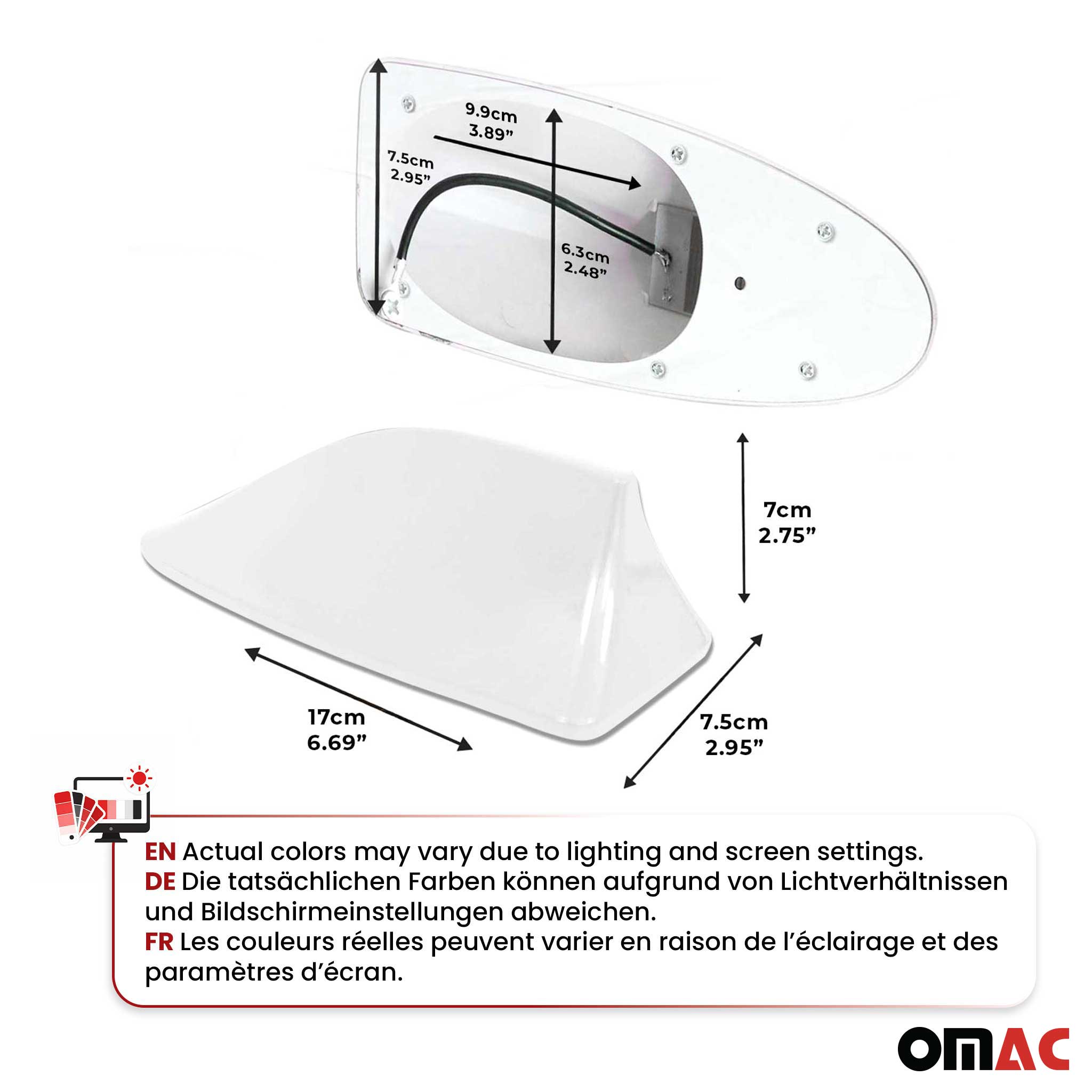 Genesis Car Shark Fin Antenna Roof Radio AM/FM Signal White